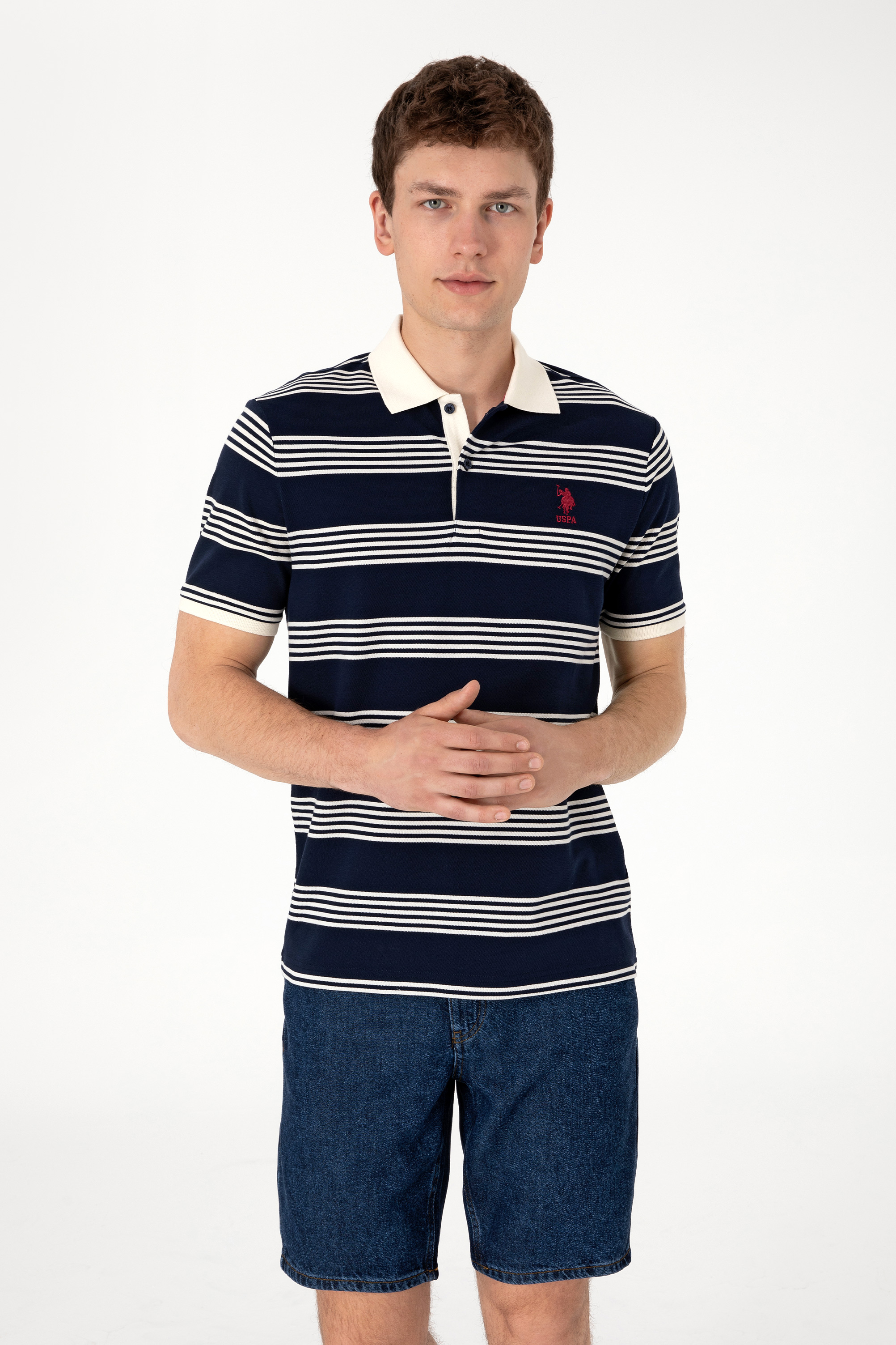 تی شرت یقه پولو لاجورد رگولار مردانه یو اس پولو | US POLO ASSN