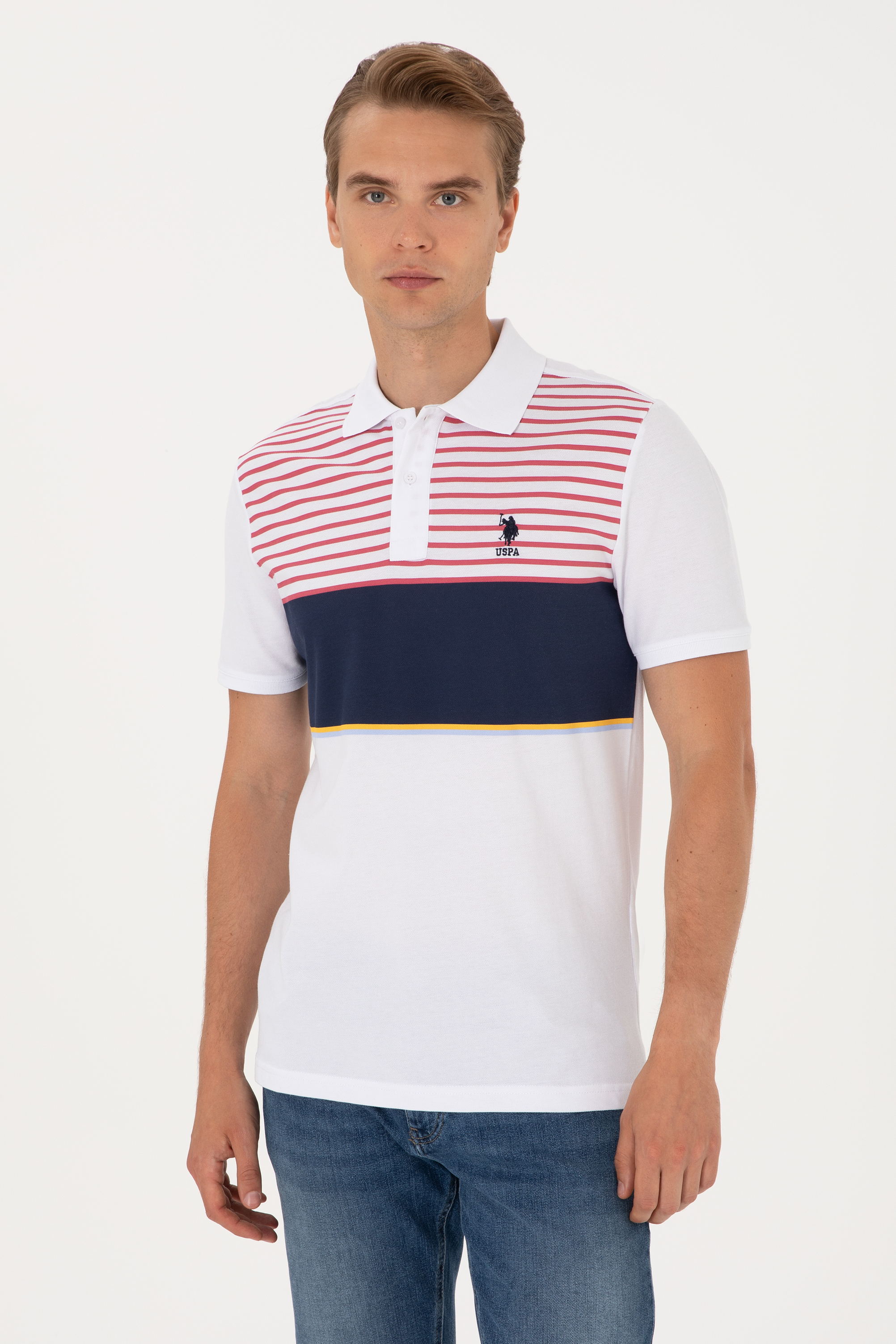 تی شرت یقه پولو لاجورد رگولار مردانه یو اس پولو | US POLO ASSN