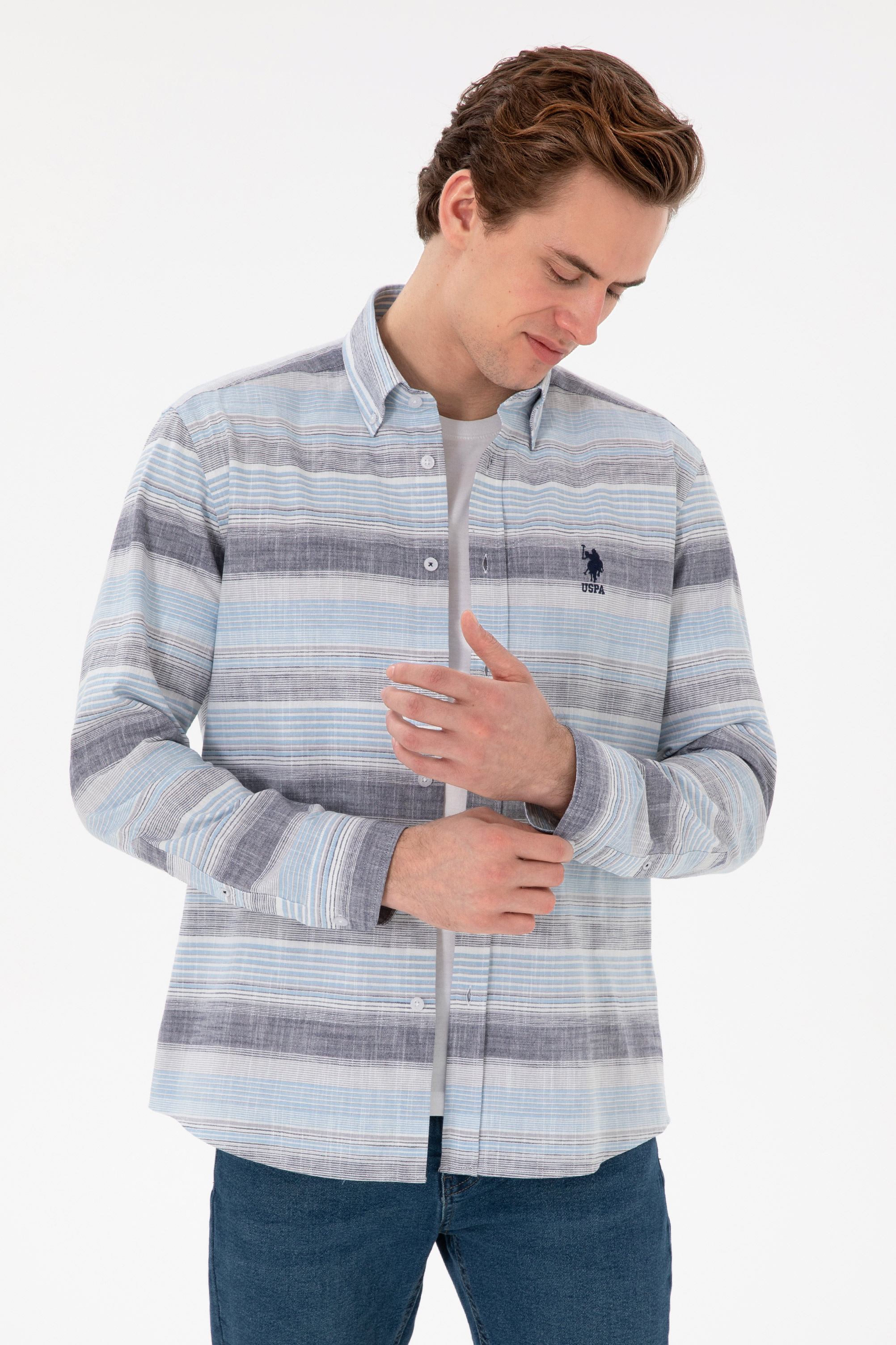 پیراهن لاجورد رگولار مردانه یو اس پولو | US POLO ASSN