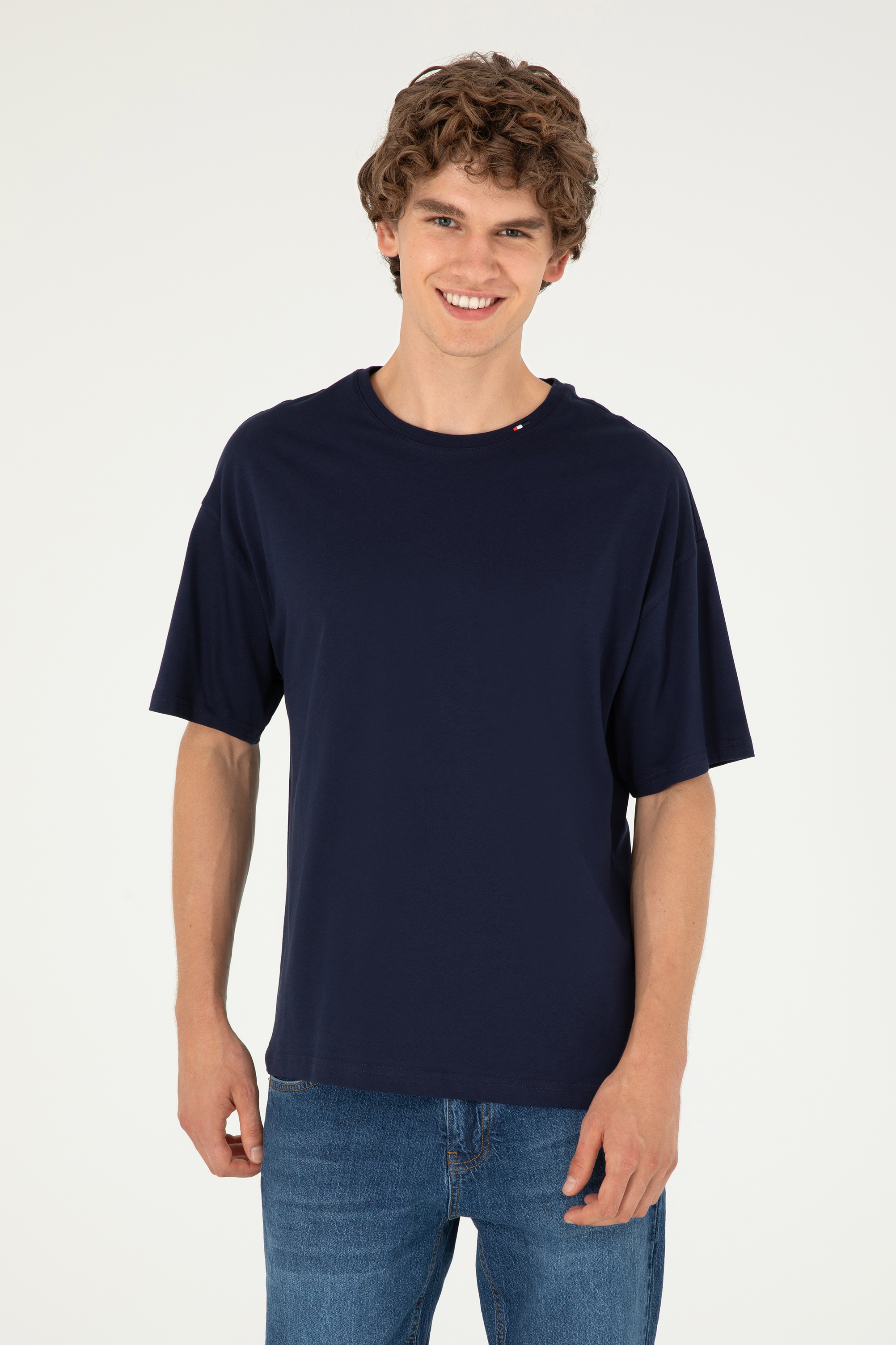 تی شرت یقه گرد لاجورد Oversize آستین کوتاه مردانه یو اس پولو | US POLO ASSN