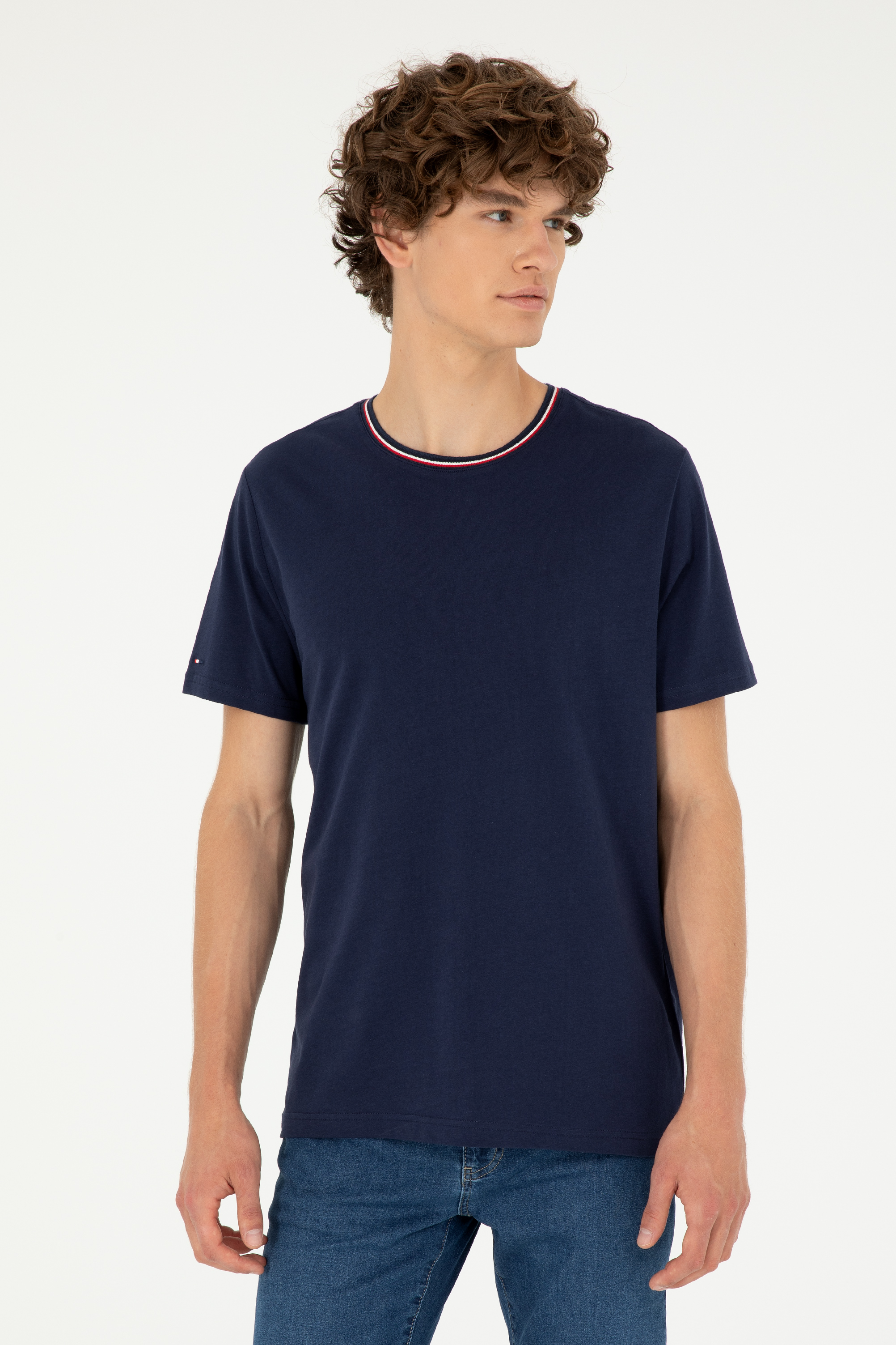 تی شرت یقه گرد لاجورد رگولار آستین کوتاه مردانه یو اس پولو | US POLO ASSN