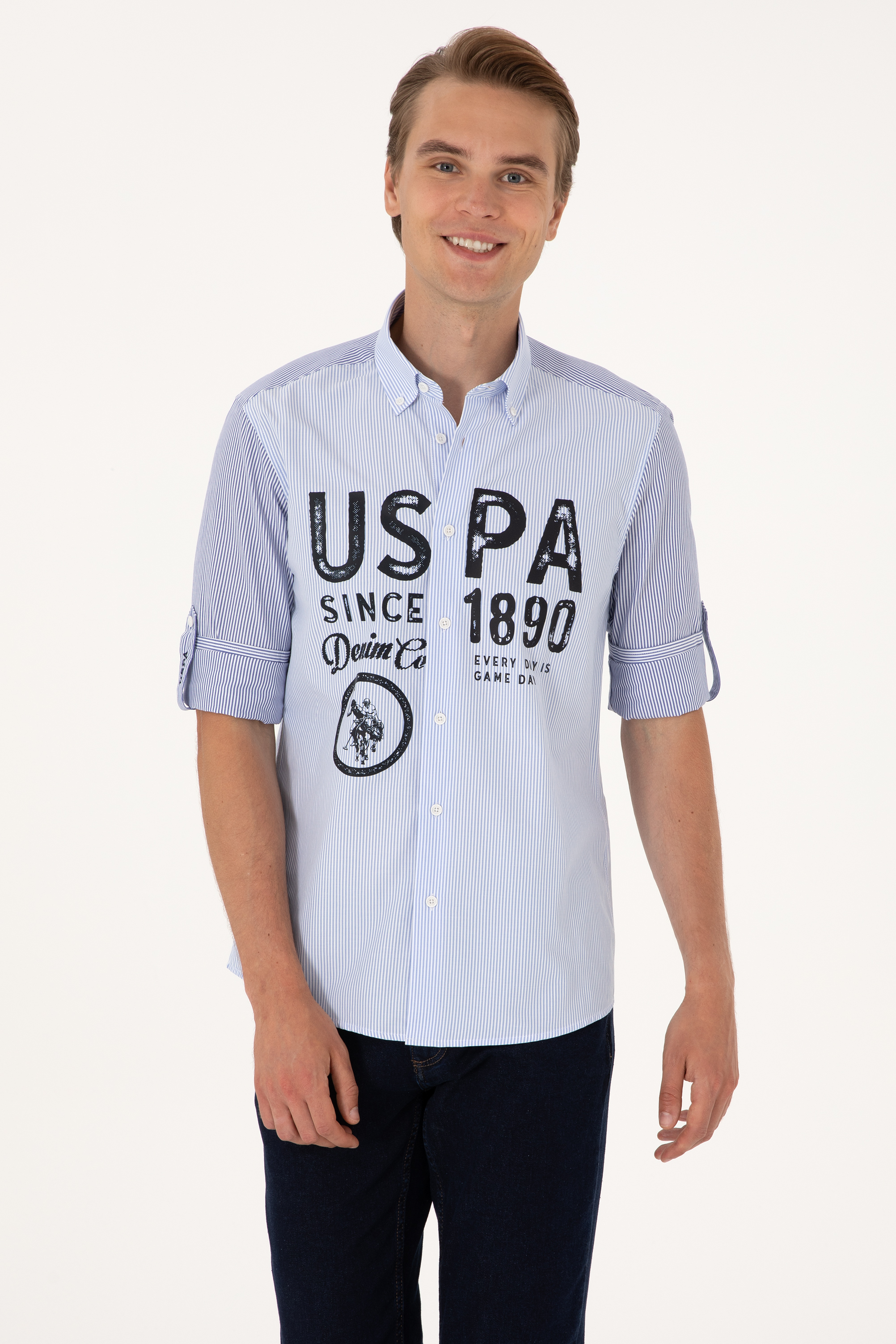 پیراهن لاجورد رگولار مردانه یو اس پولو | US POLO ASSN