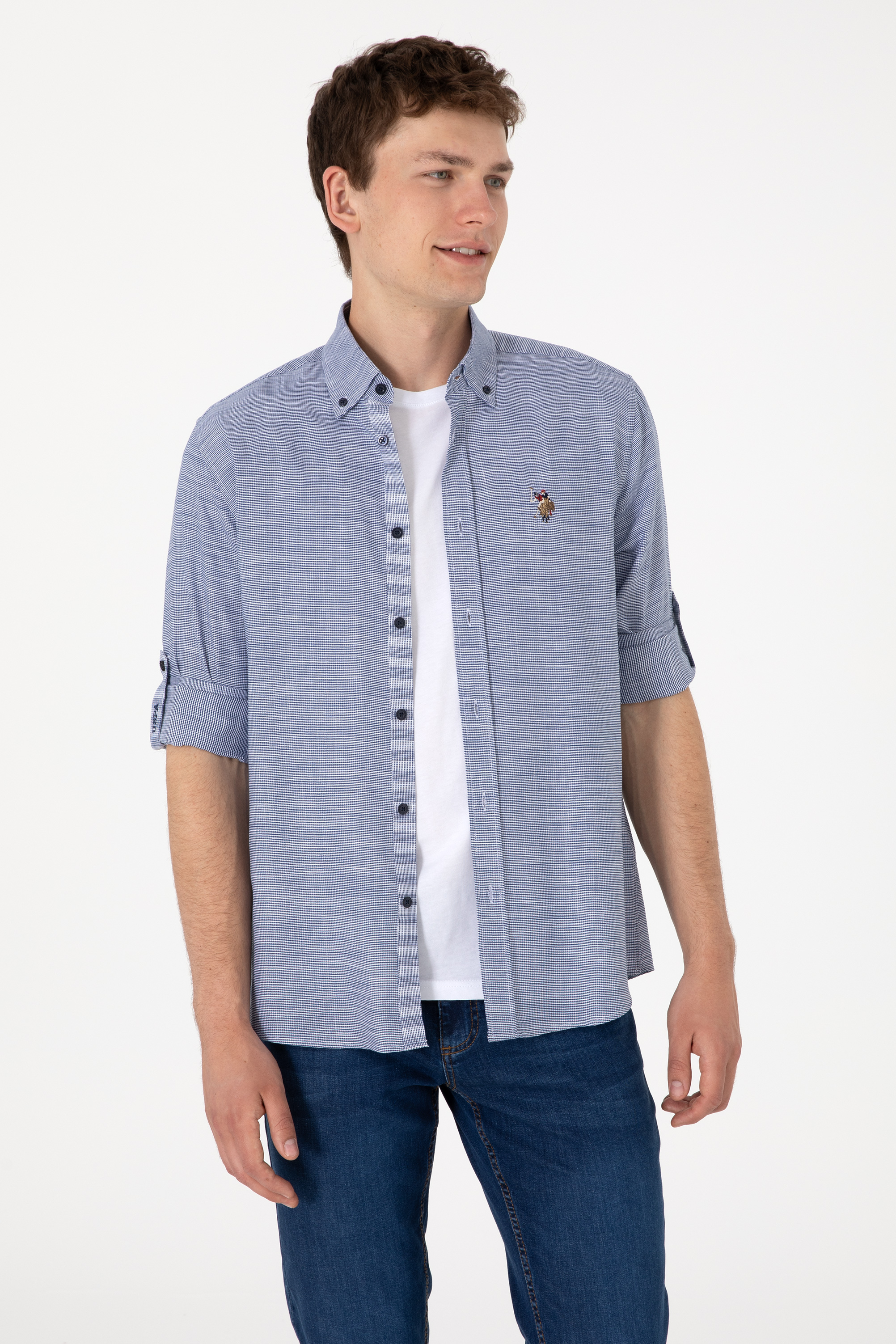 پیراهن لاجورد رگولار مردانه یو اس پولو | US POLO ASSN