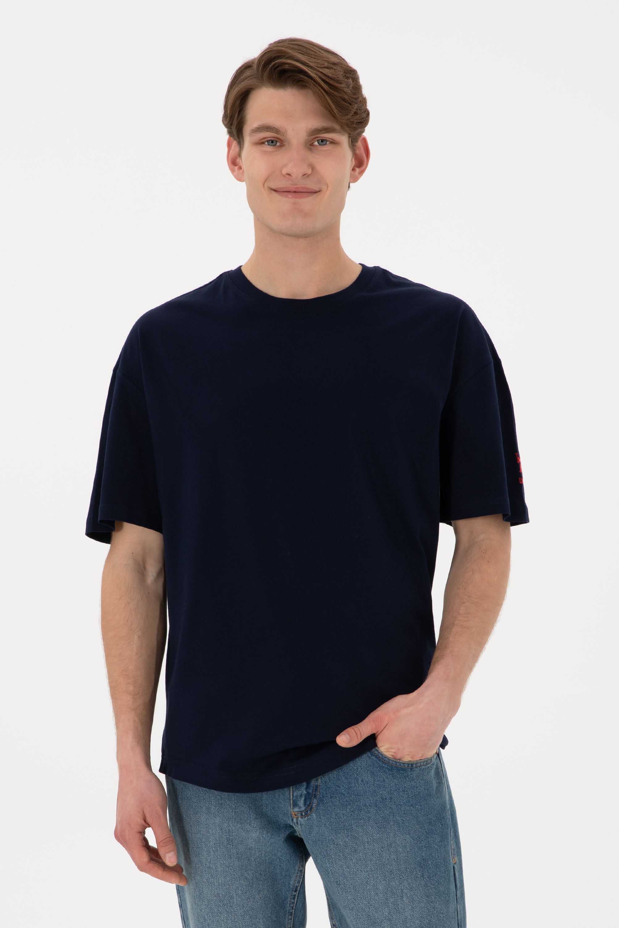 تی شرت بیسیک یقه گرد لاجورد LONG FIT مردانه یو اس پولو | US POLO ASSN