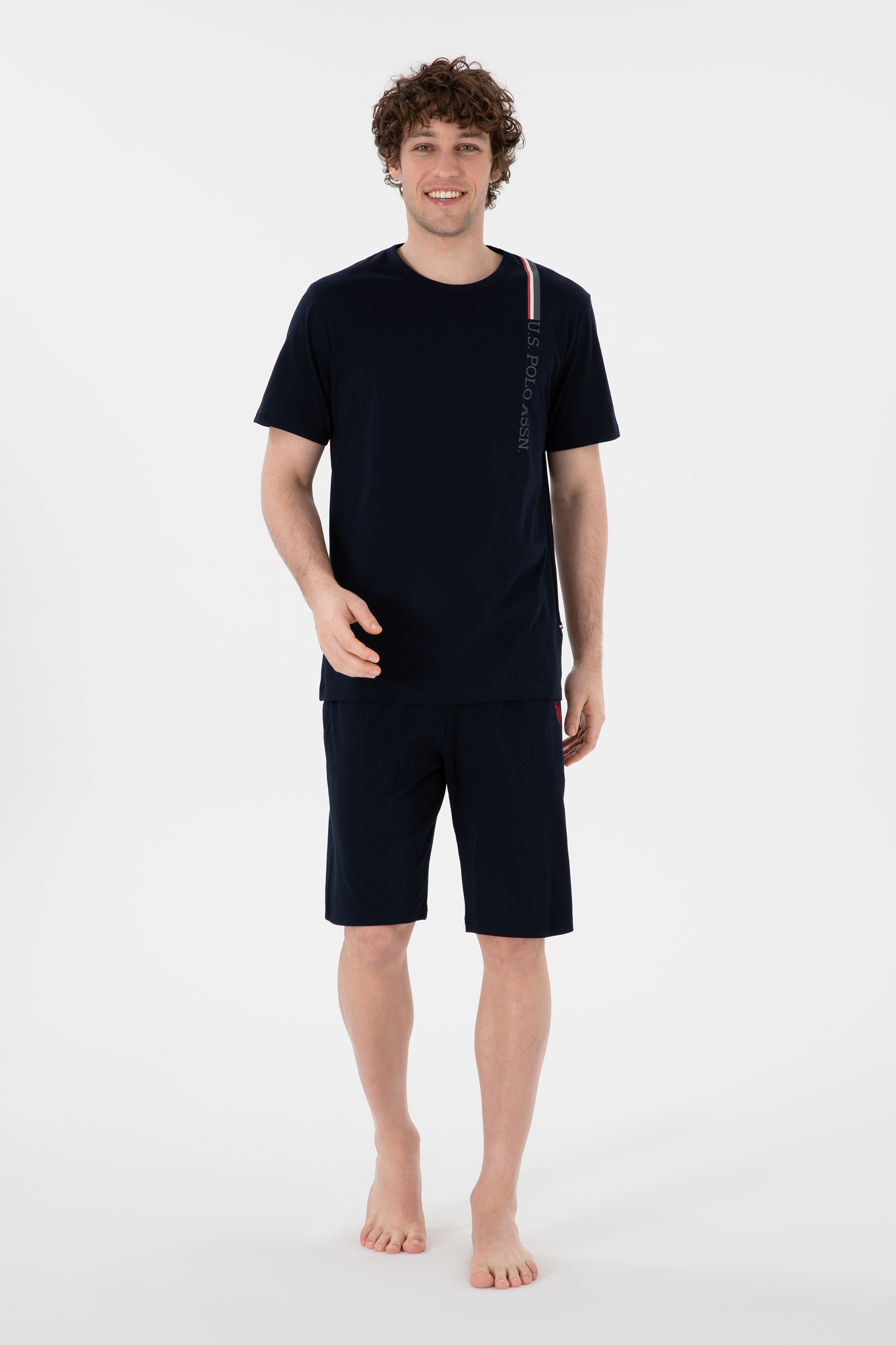ست پیژامه یقه گرد لاجورد استاندارد فیت مردانه یو اس پولو | US POLO ASSN