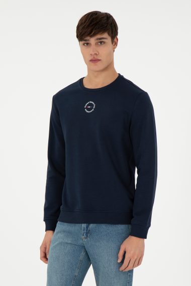 سویشرت یقه گرد لاجورد  رگولار آستین بلند مردانه یو اس پولو | US POLO ASSN