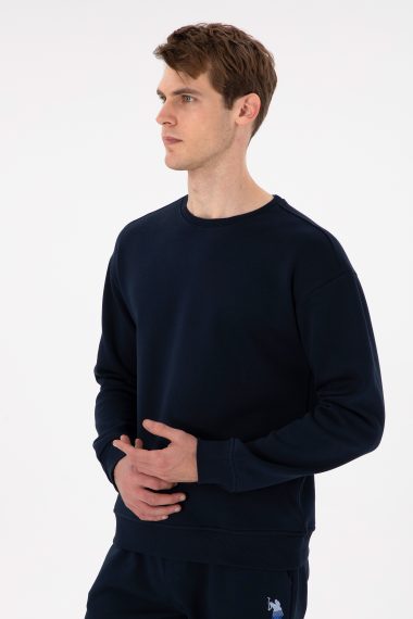 سویشرت یقه گرد لاجورد  ریلکس آستین بلند مردانه یو اس پولو | US POLO ASSN