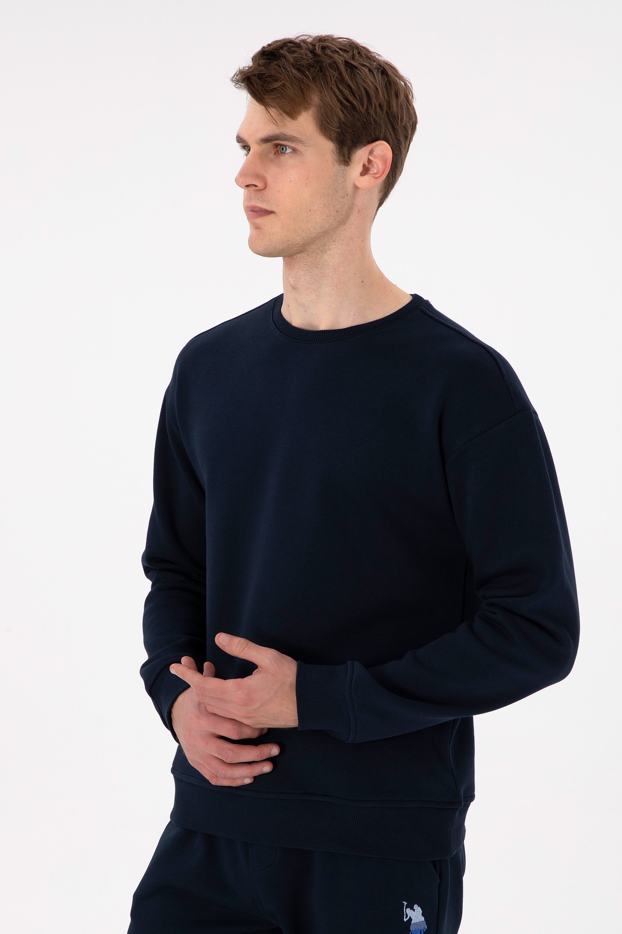 سویشرت یقه گرد لاجورد ریلکس آستین بلند مردانه یو اس پولو | US POLO ASSN