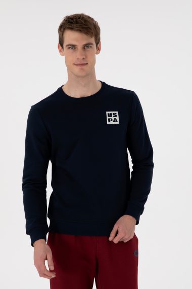 سویشرت یقه گرد لاجورد  رگولار آستین بلند مردانه یو اس پولو | US POLO ASSN