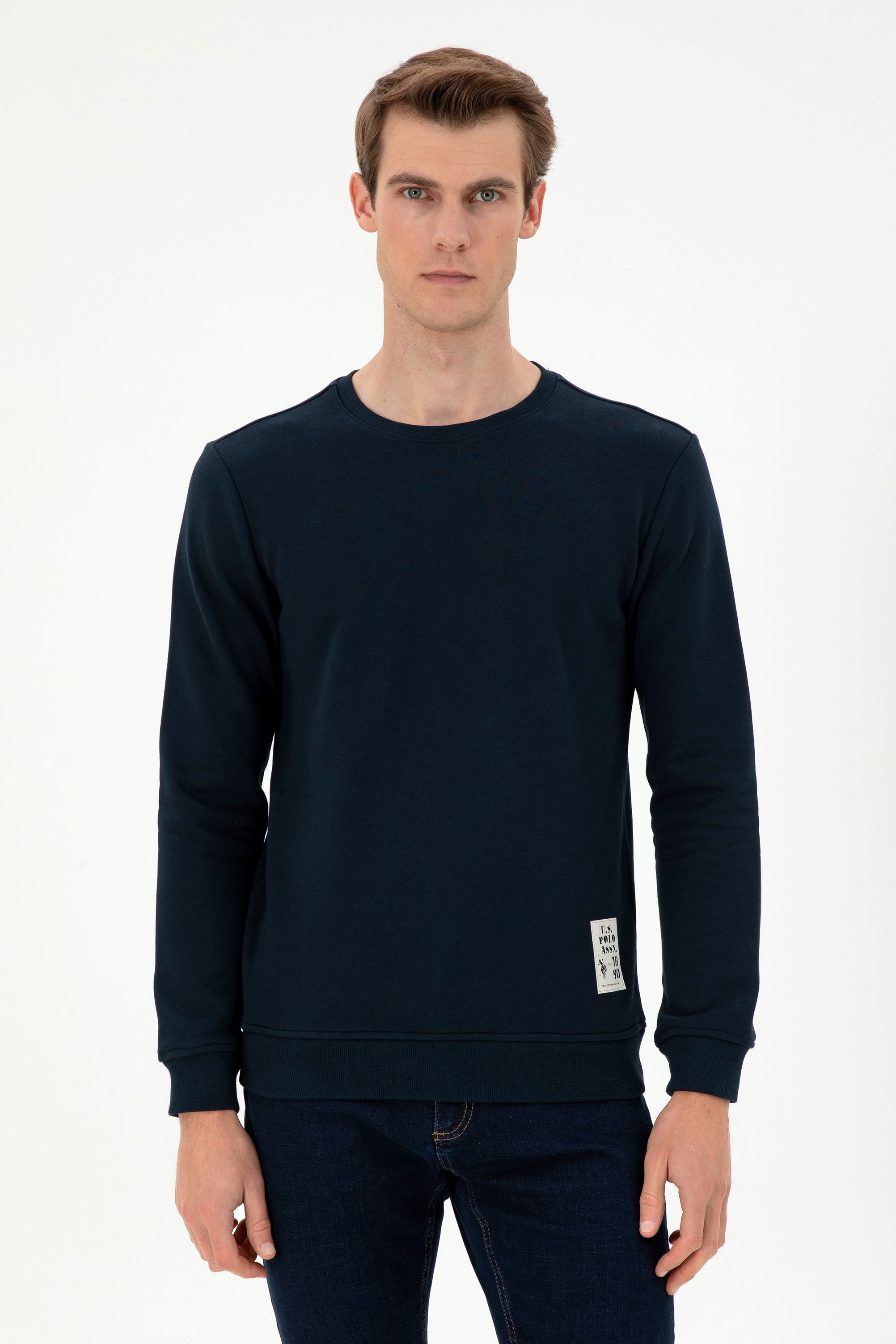 سویشرت یقه گرد لاجورد رگولار آستین بلند مردانه یو اس پولو | US POLO ASSN