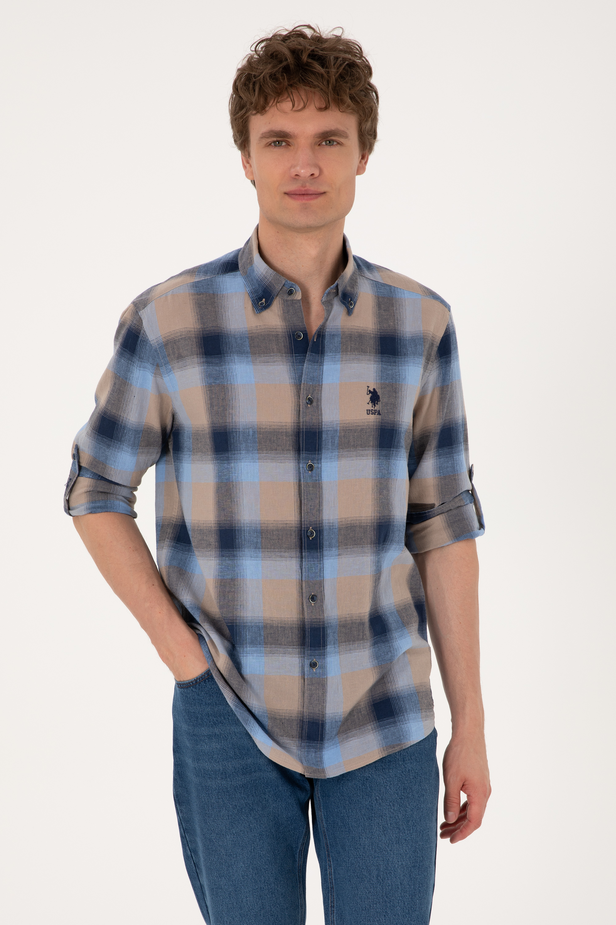 پیراهن لاجورد رگولار مردانه یو اس پولو | US POLO ASSN