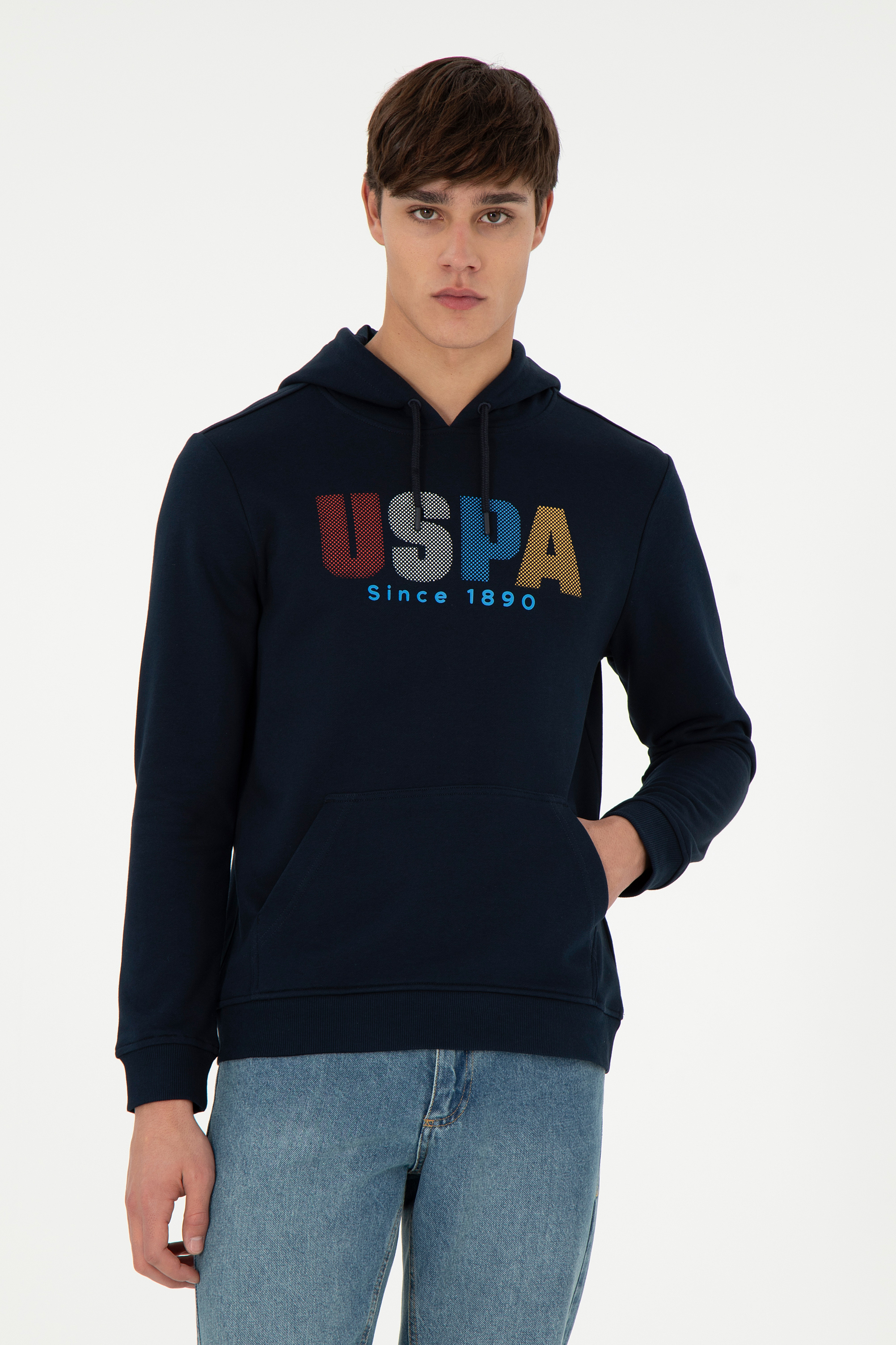 سویشرت هودی لاجورد رگولار آستین بلند مردانه یو اس پولو | US POLO ASSN