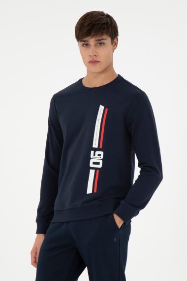 سویشرت یقه گرد لاجورد  رگولار آستین بلند مردانه یو اس پولو | US POLO ASSN
