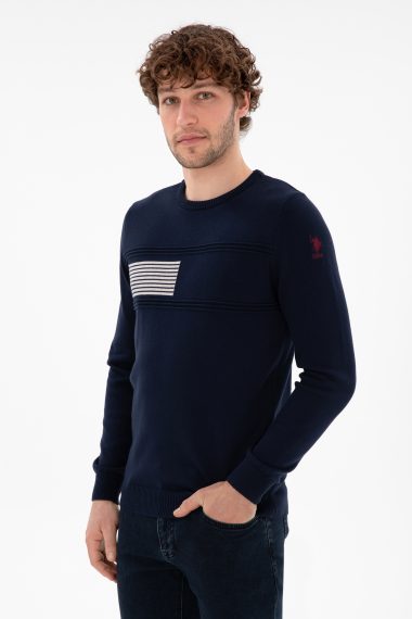 بافت یقه گرد لاجورد  اندامی  مردانه یو اس پولو | US POLO ASSN