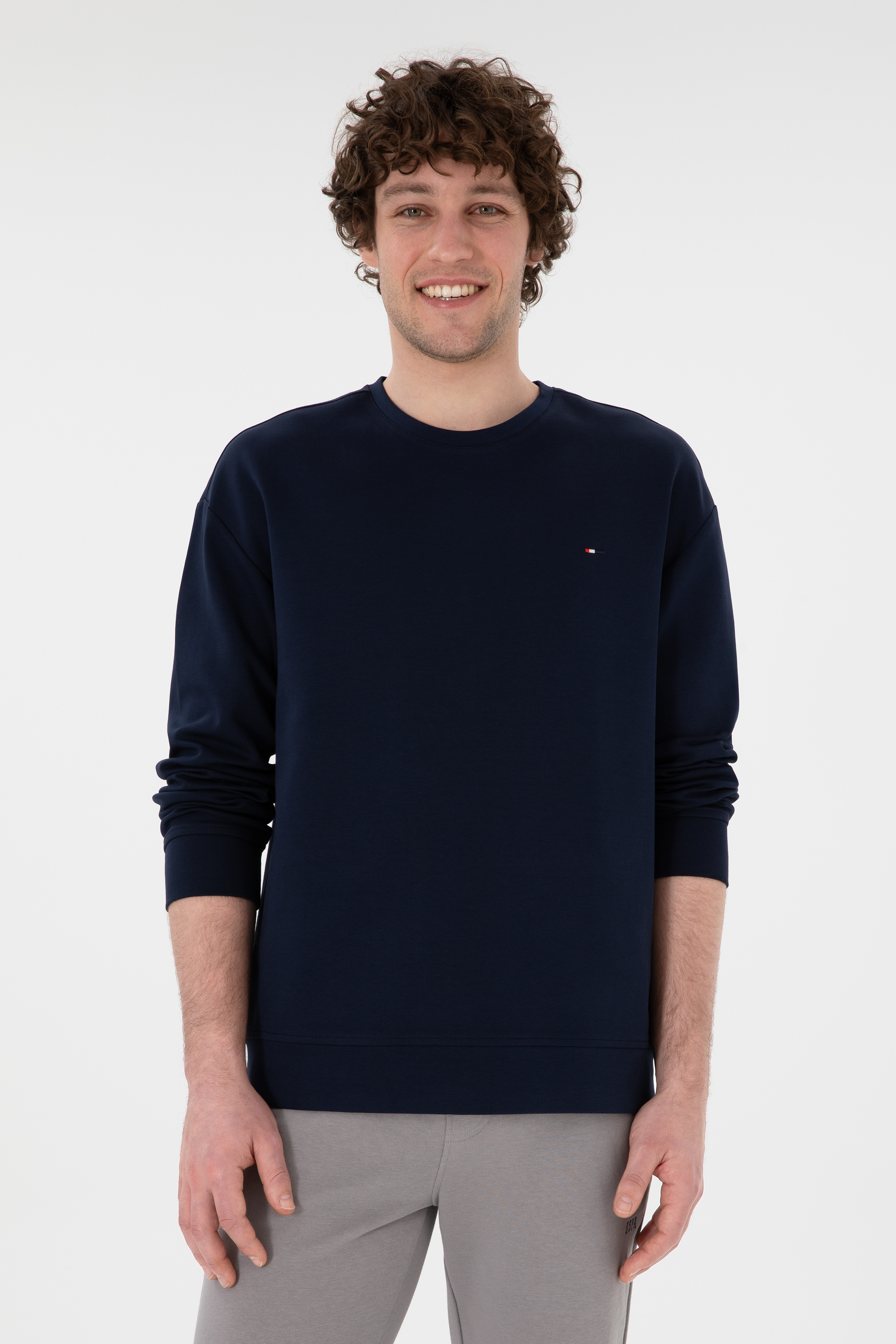 سویشرت یقه گرد لاجورد ریلکس مردانه یو اس پولو | US POLO ASSN