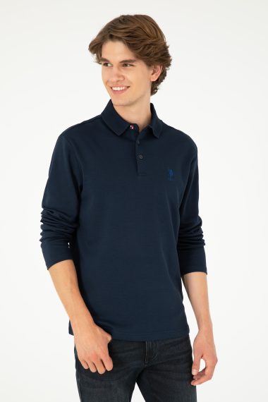 سویشرت بیسیک یقه پولو لاجورد  رگولار  مردانه یو اس پولو | US POLO ASSN