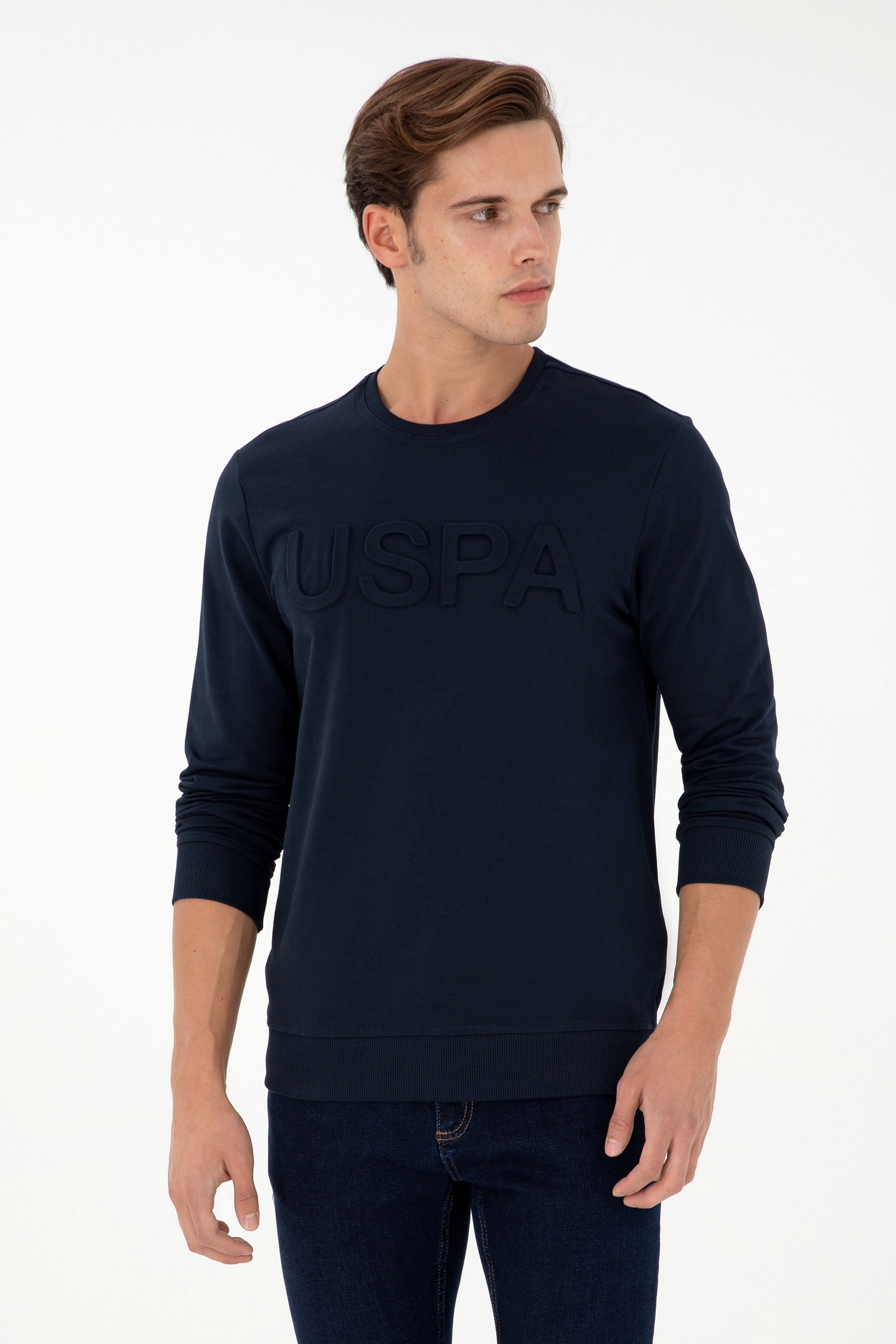سویشرت بیسیک یقه گرد لاجورد رگولار مردانه یو اس پولو | US POLO ASSN