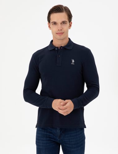 سویشرت بیسیک یقه پولو لاجورد  اندامی  مردانه یو اس پولو | US POLO ASSN