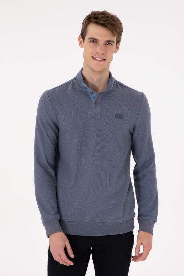 سویشرت یقه ایستاده لاجورد  رگولار آستین بلند مردانه یو اس پولو | US POLO ASSN