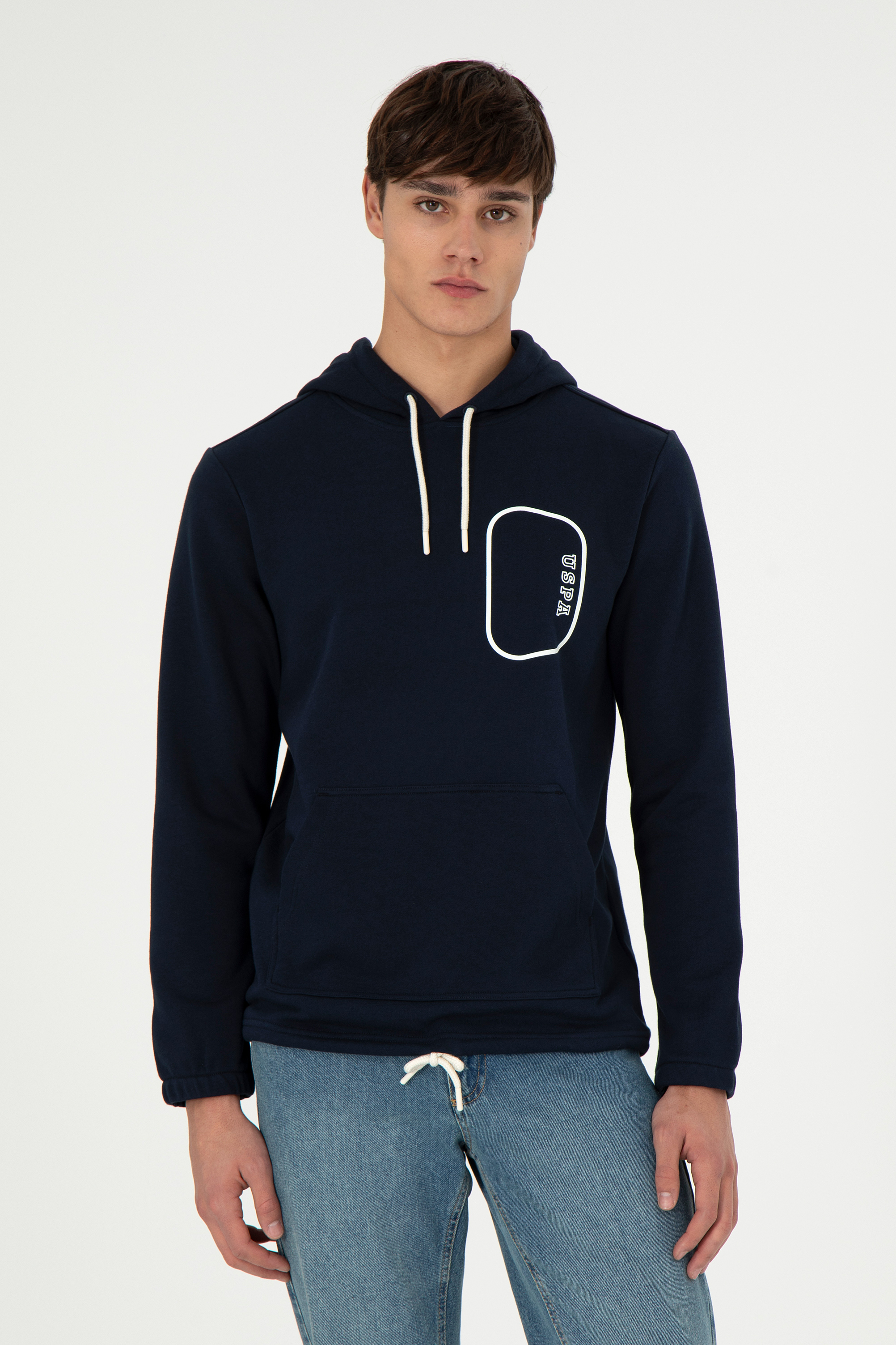 سویشرت هودی لاجورد رگولار آستین بلند مردانه یو اس پولو | US POLO ASSN