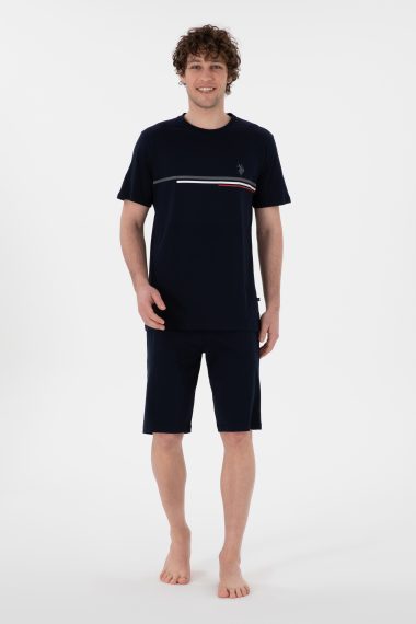 سه عدد ست پیژامه یقه گرد لاجورد  استاندارد فیت  مردانه یو اس پولو | US POLO ASSN