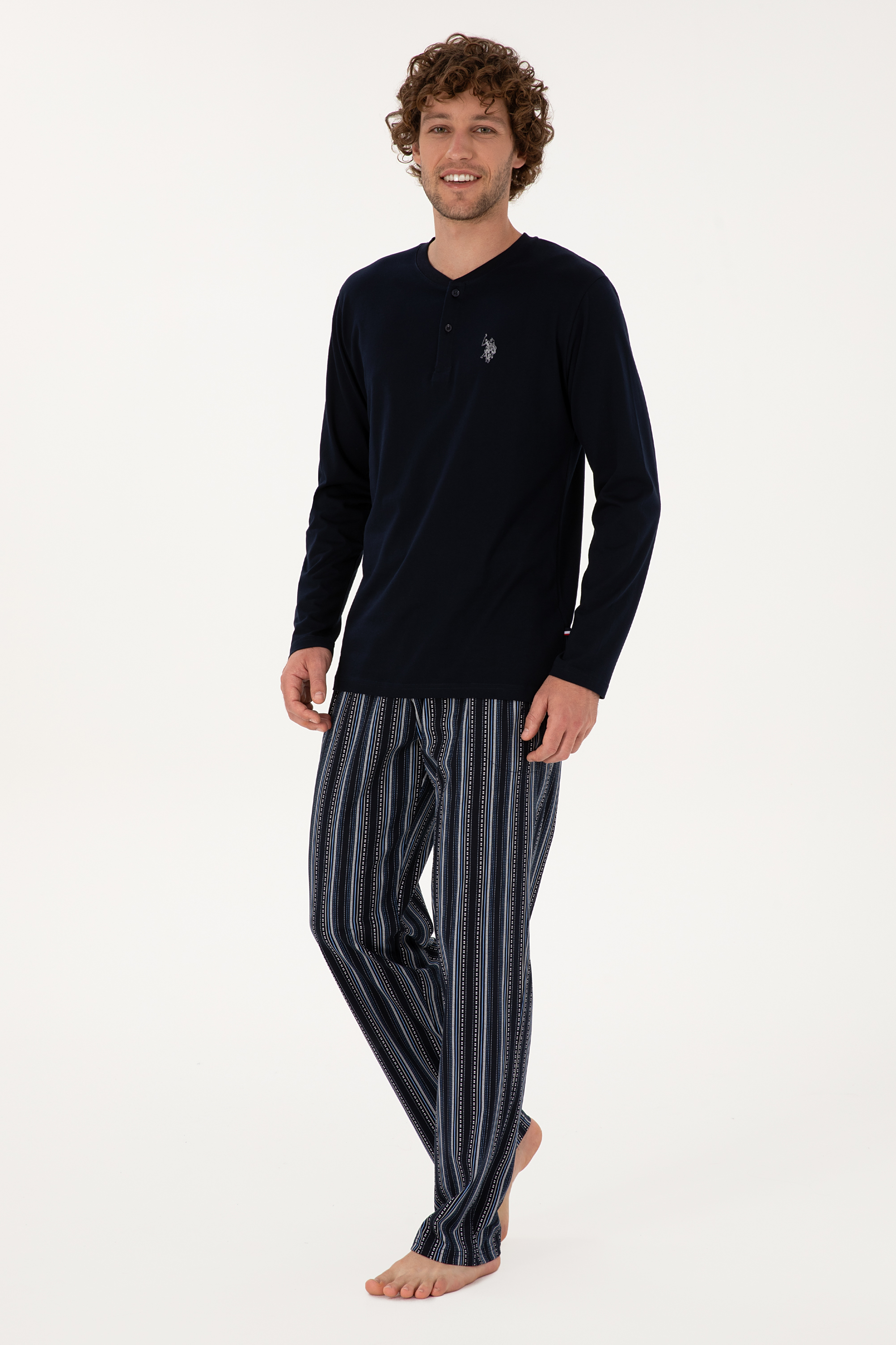 ست پیژامه لاجورد استاندارد فیت مردانه یو اس پولو | US POLO ASSN