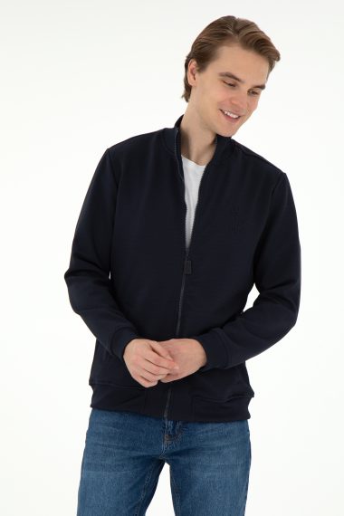 ژاکت یقه ایستاده لاجورد  رگولار آستین بلند مردانه یو اس پولو | US POLO ASSN