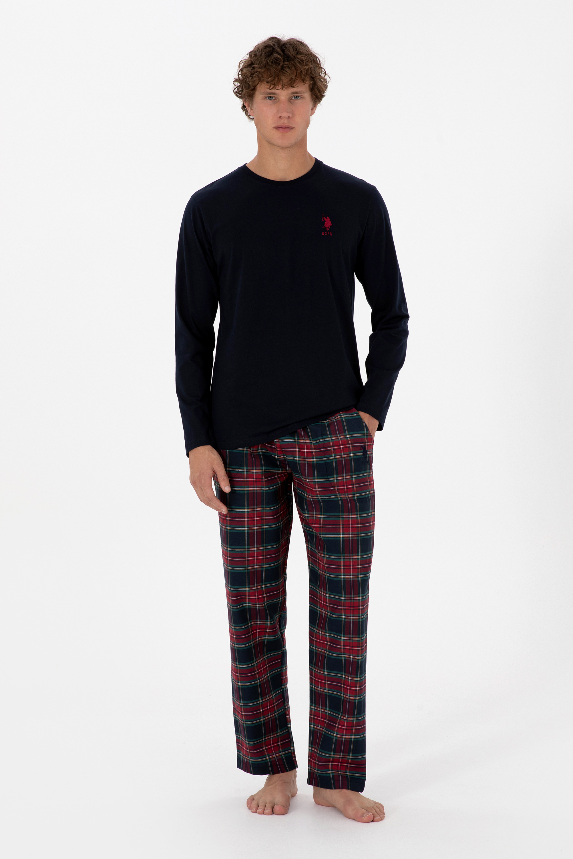 ست پیژامه لاجورد استاندارد فیت مردانه یو اس پولو | US POLO ASSN