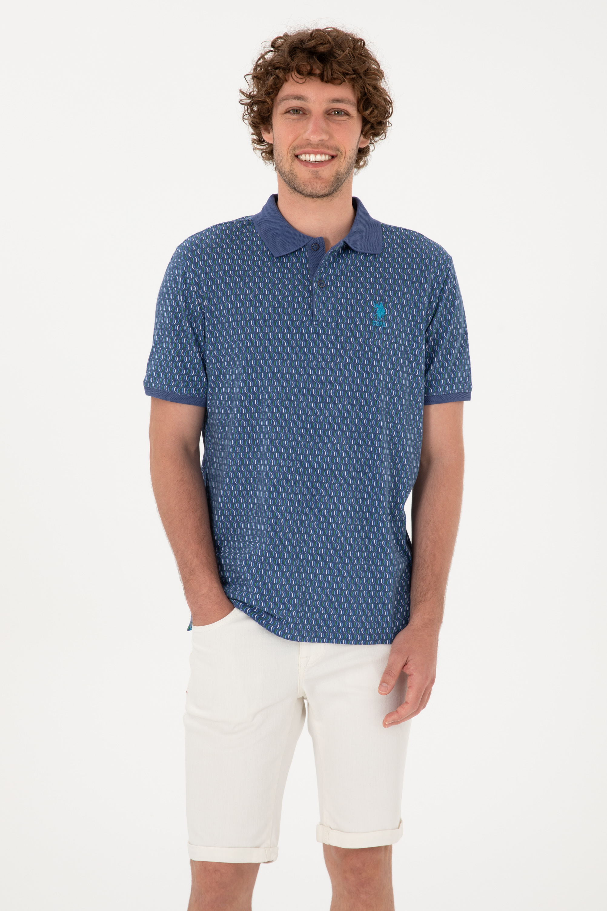 تی شرت یقه پولو لاجورد روشن رگولار مردانه یو اس پولو | US POLO ASSN