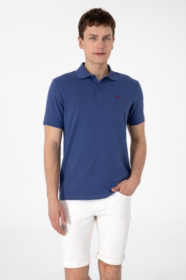 تی شرت بیسیک یقه پولو لاجورد روشن  رگولار  مردانه یو اس پولو | US POLO ASSN