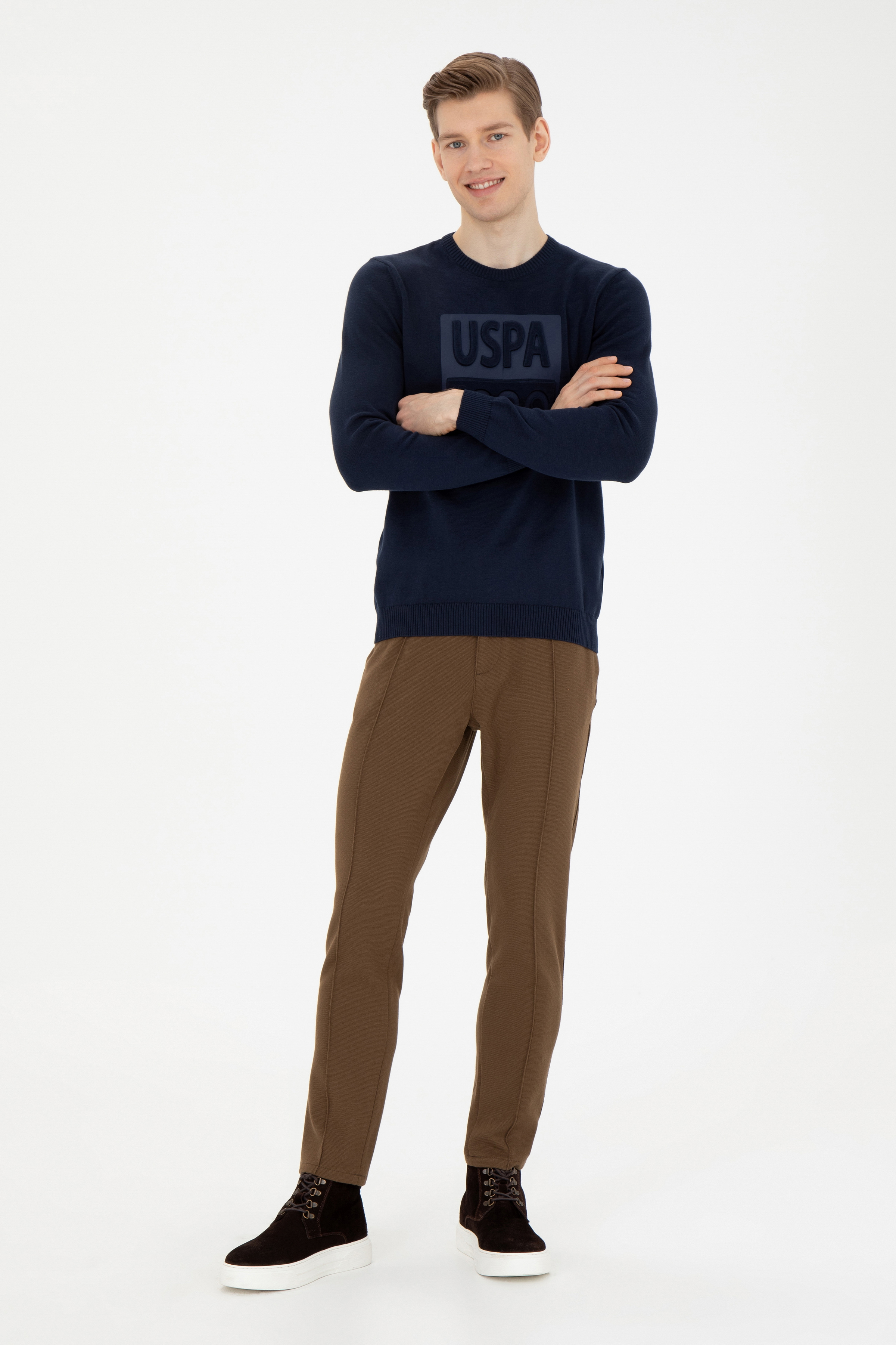 شلوار کانواس نارگیلی هویجی مردانه یو اس پولو | US POLO ASSN