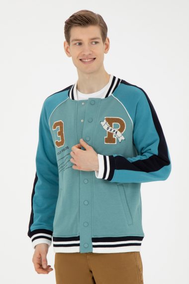 ژاکت یقه هفت نعناعی  ریلکس آستین بلند مردانه یو اس پولو | US POLO ASSN