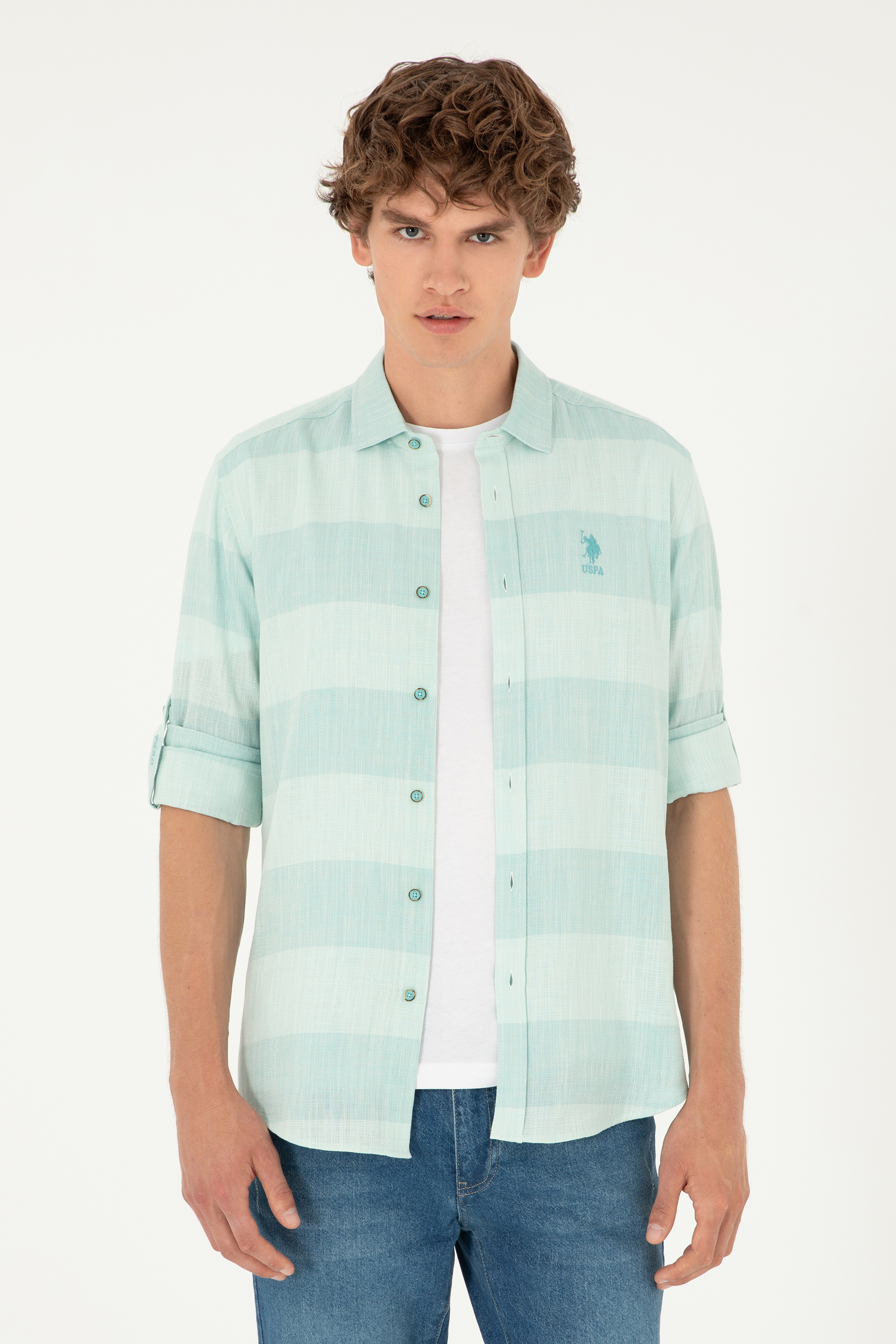 پیراهن نعناعی رگولار مردانه یو اس پولو | US POLO ASSN