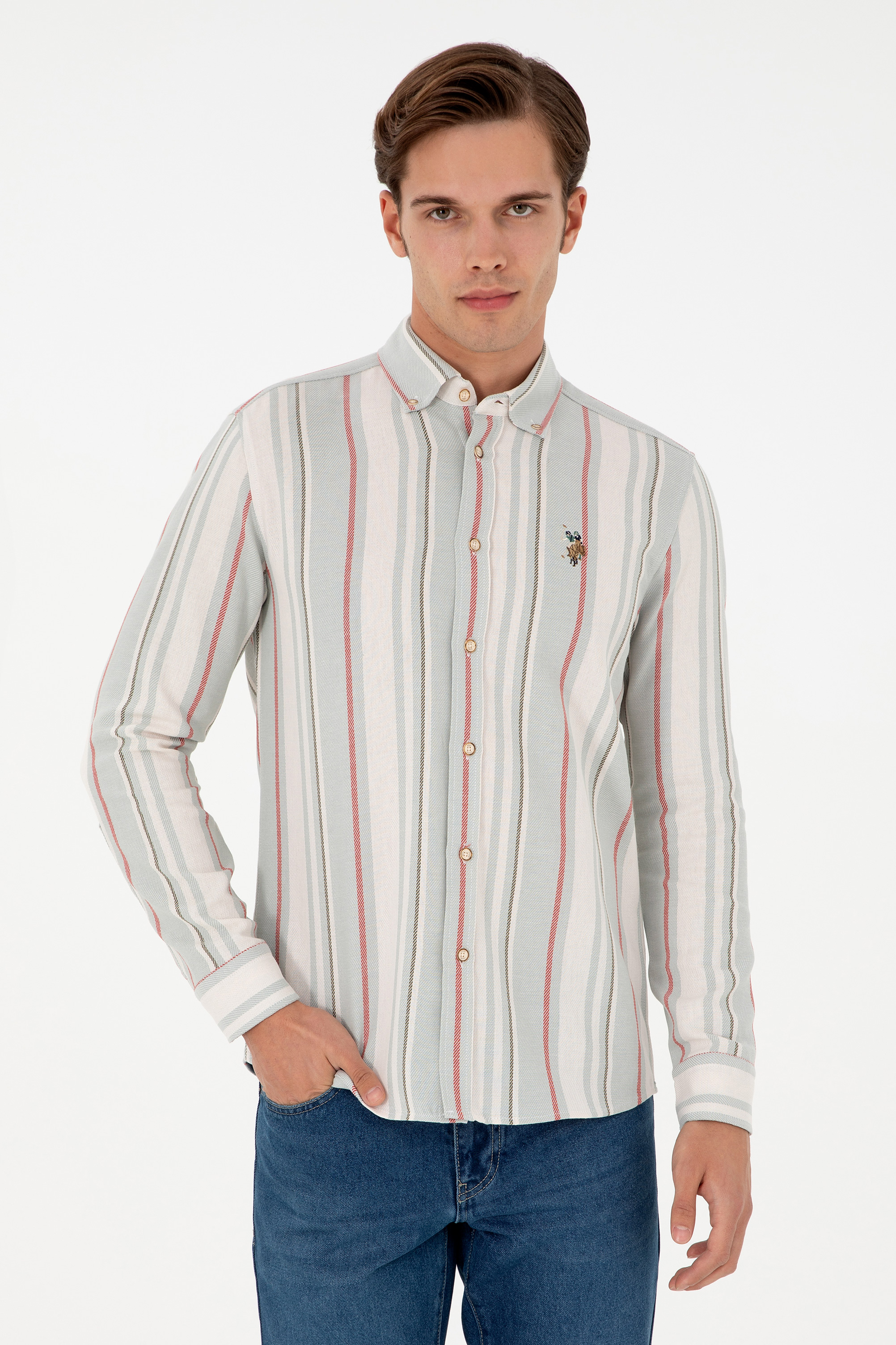 پیراهن نعناعی رگولار مردانه یو اس پولو | US POLO ASSN