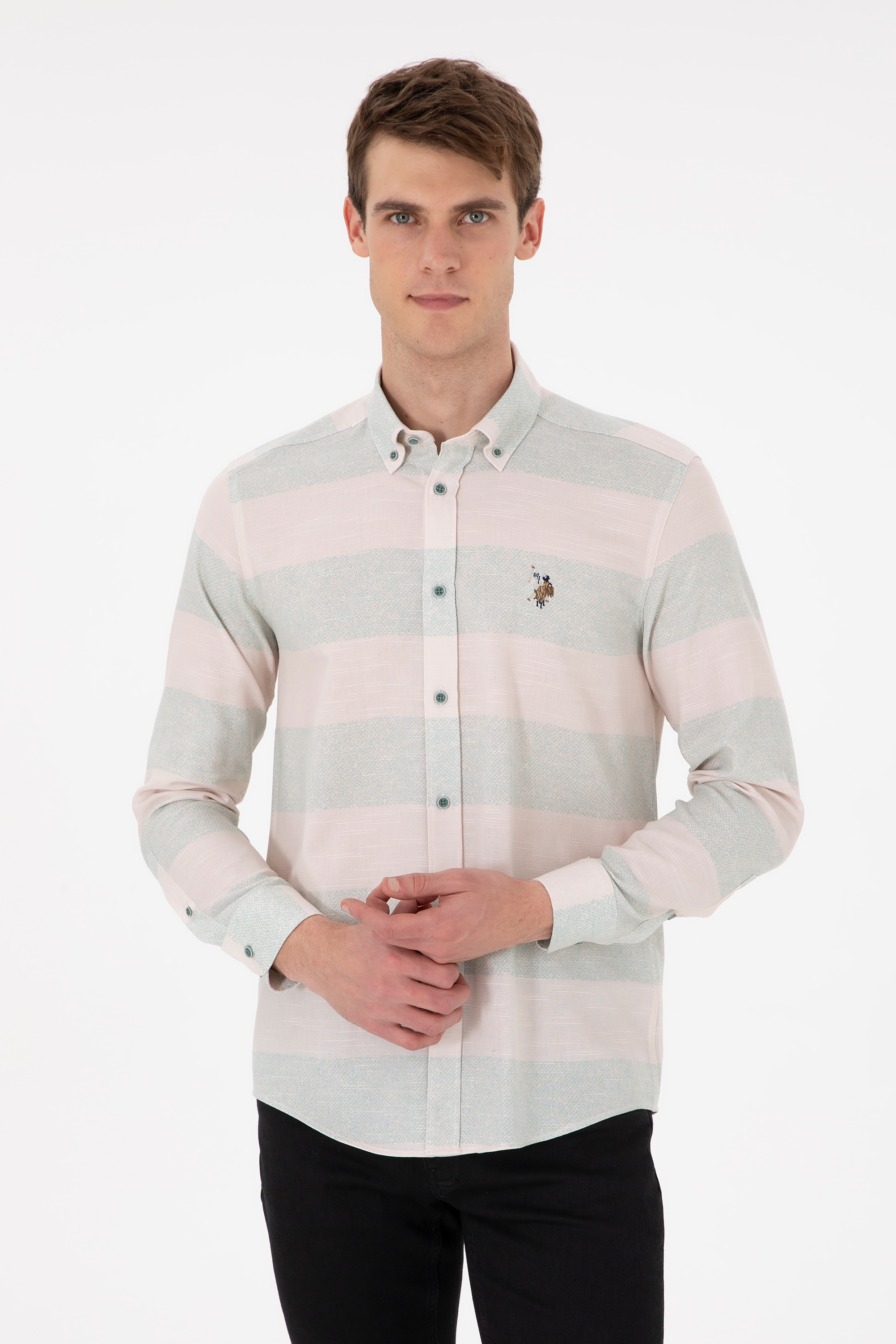 پیراهن نعناعی رگولار مردانه یو اس پولو | US POLO ASSN