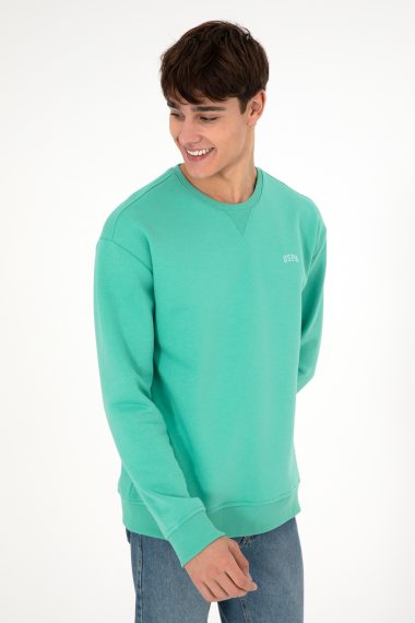 سویشرت یقه گرد نعناعی تیره  ریلکس  مردانه یو اس پولو | US POLO ASSN