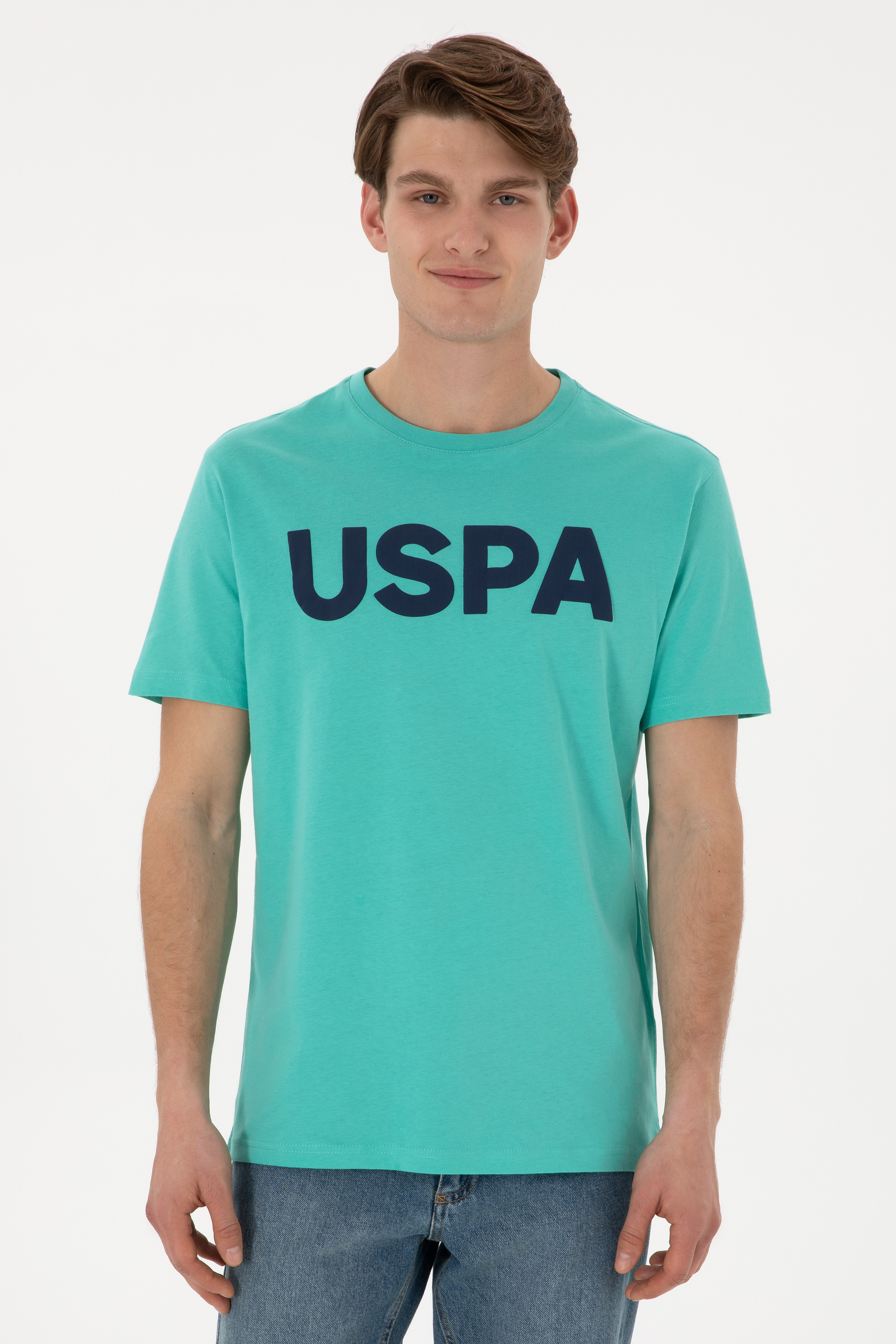 تی شرت بیسیک یقه گرد نعناعی رگولار آستین کوتاه مردانه یو اس پولو | US POLO ASSN