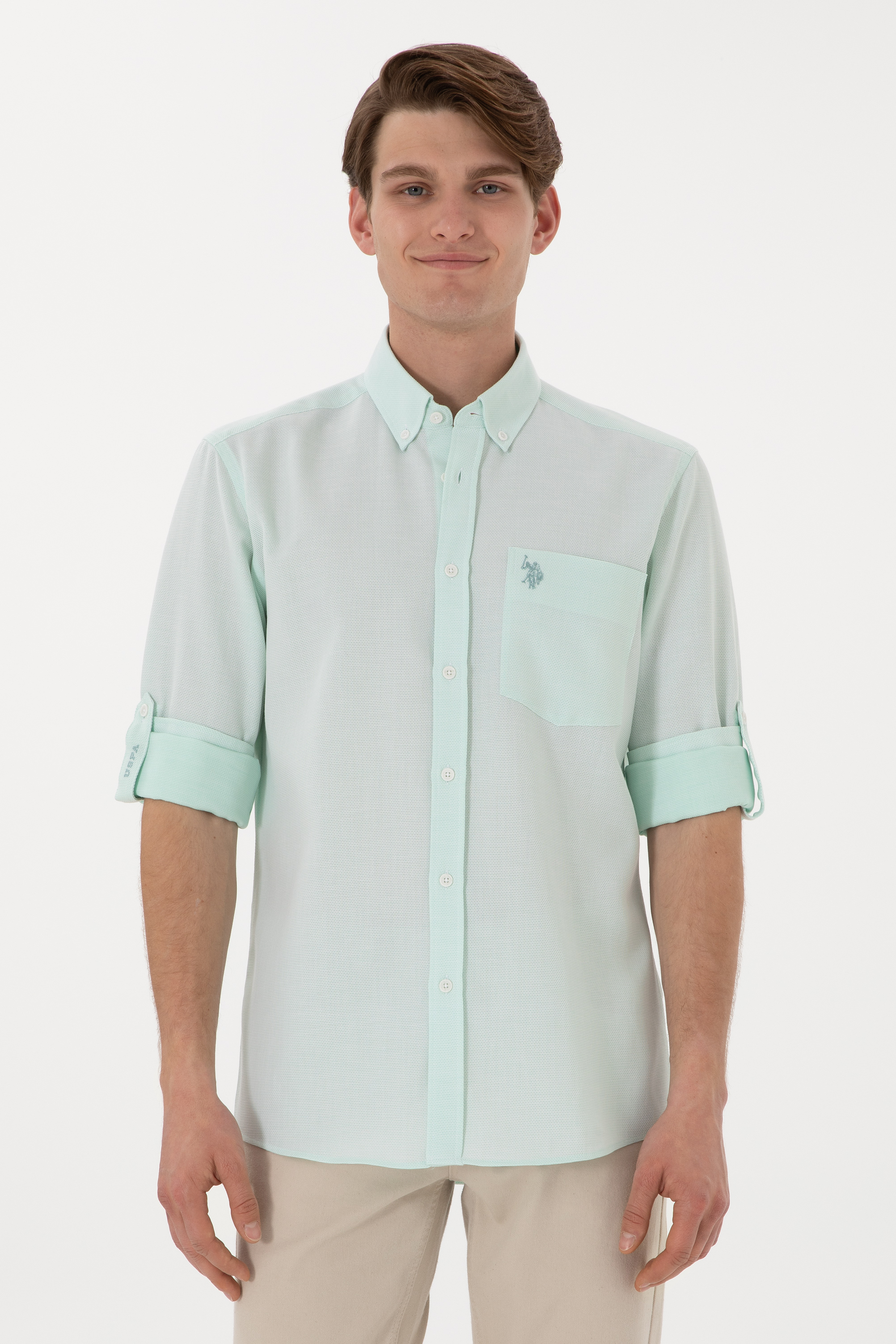پیراهن نعناعی رگولار مردانه یو اس پولو | US POLO ASSN
