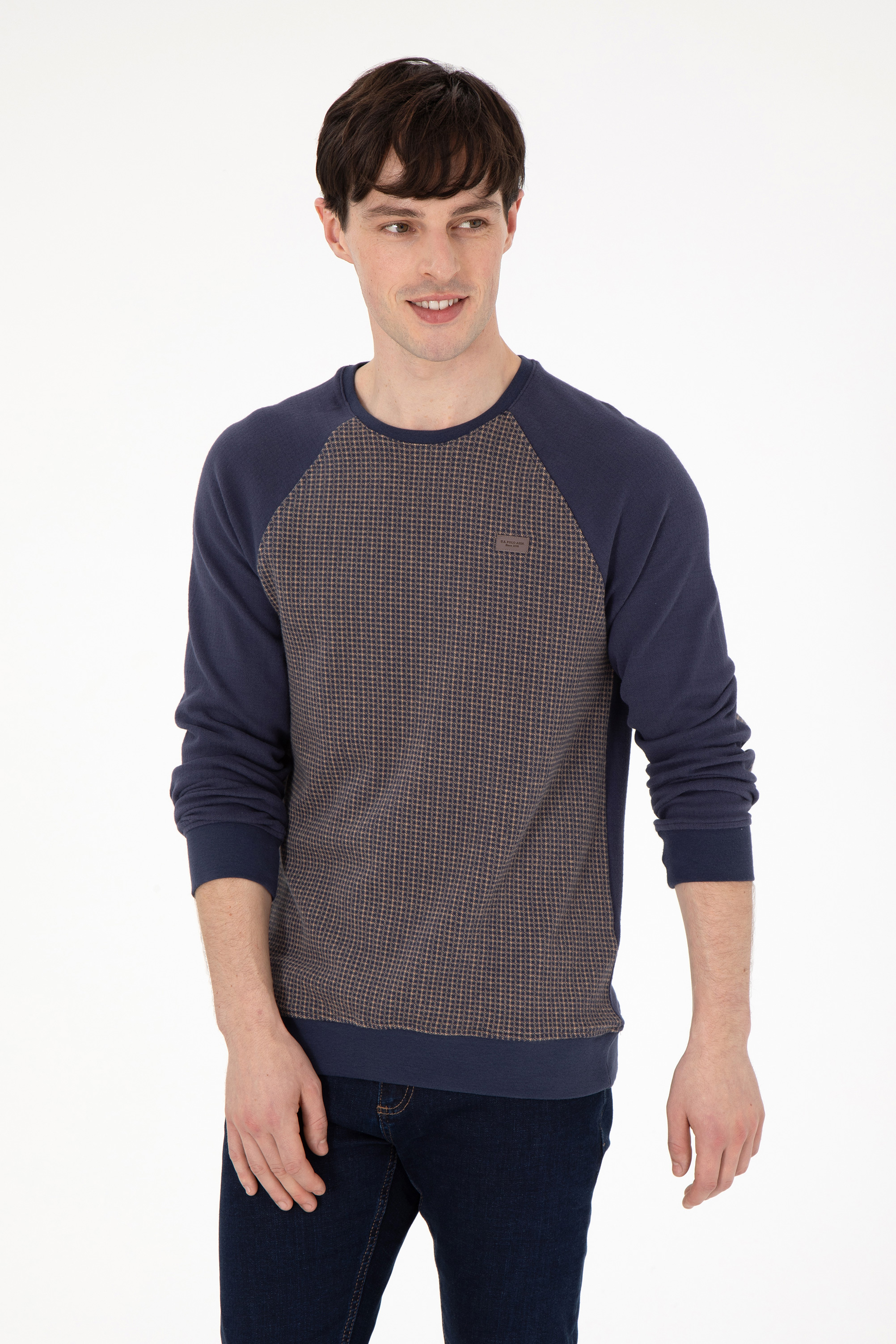 سویشرت یقه گرد نیلی رگولار آستین بلند مردانه یو اس پولو | US POLO ASSN
