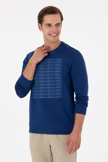 سویشرت یقه گرد نیلی  رگولار آستین بلند مردانه یو اس پولو | US POLO ASSN