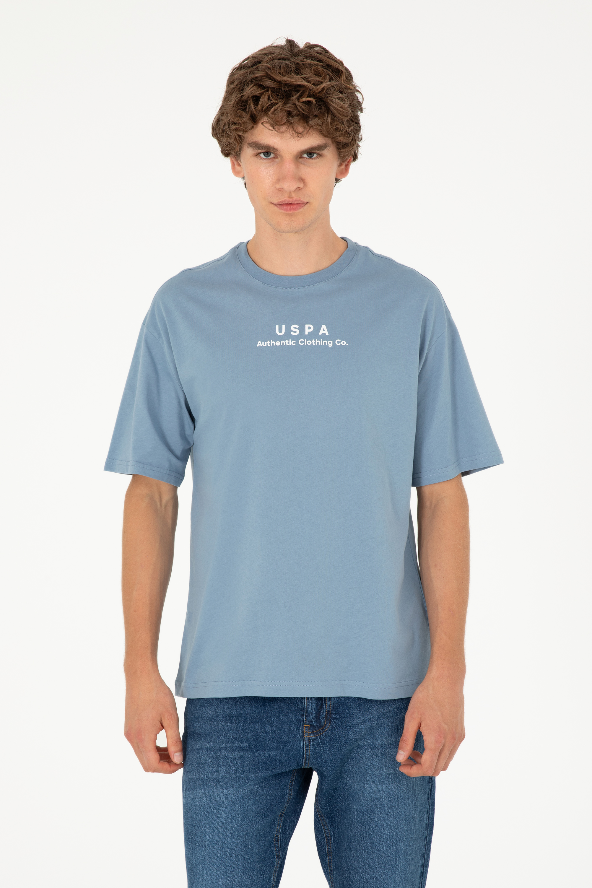 تی شرت یقه گرد نیلی ریلکس آستین کوتاه مردانه یو اس پولو | US POLO ASSN