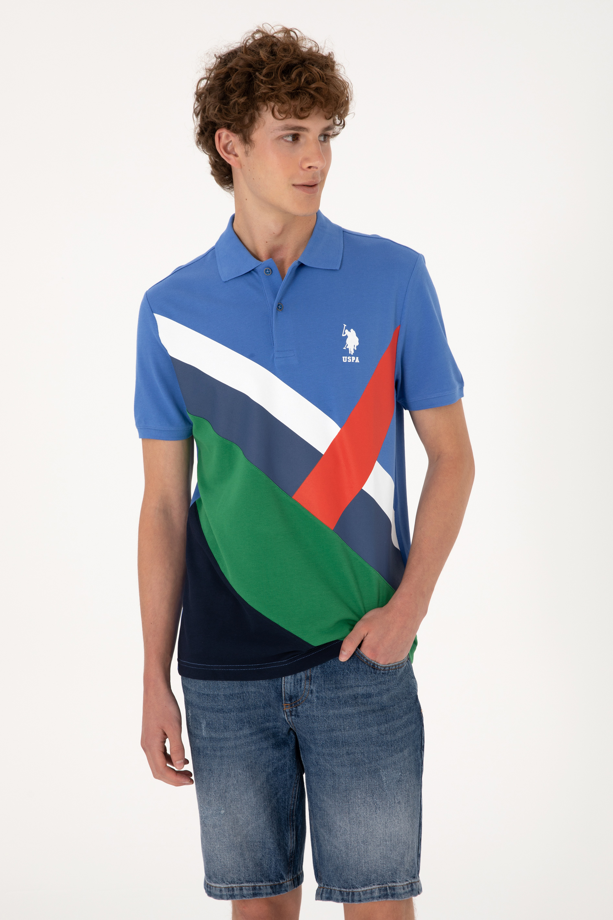 تی شرت یقه پولو نیلی رگولار مردانه یو اس پولو | US POLO ASSN