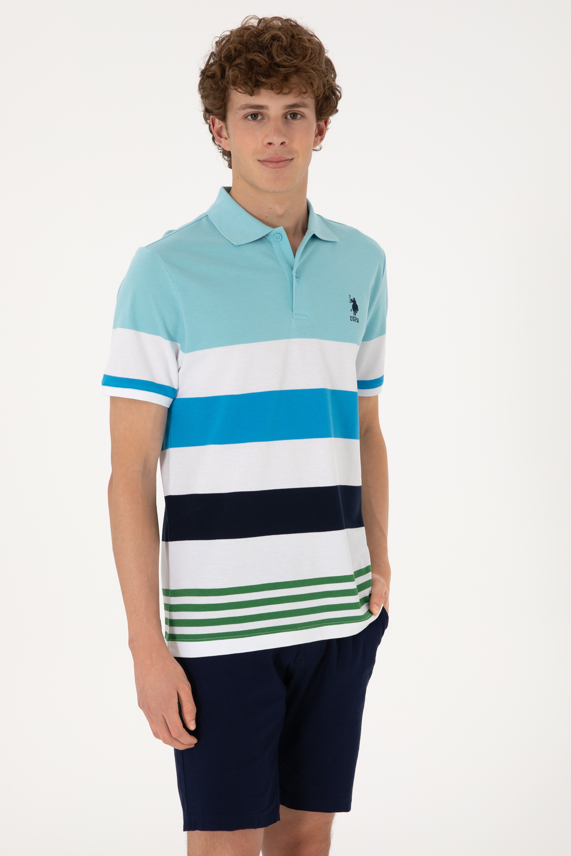 تی شرت یقه پولو نیلی رگولار مردانه یو اس پولو | US POLO ASSN