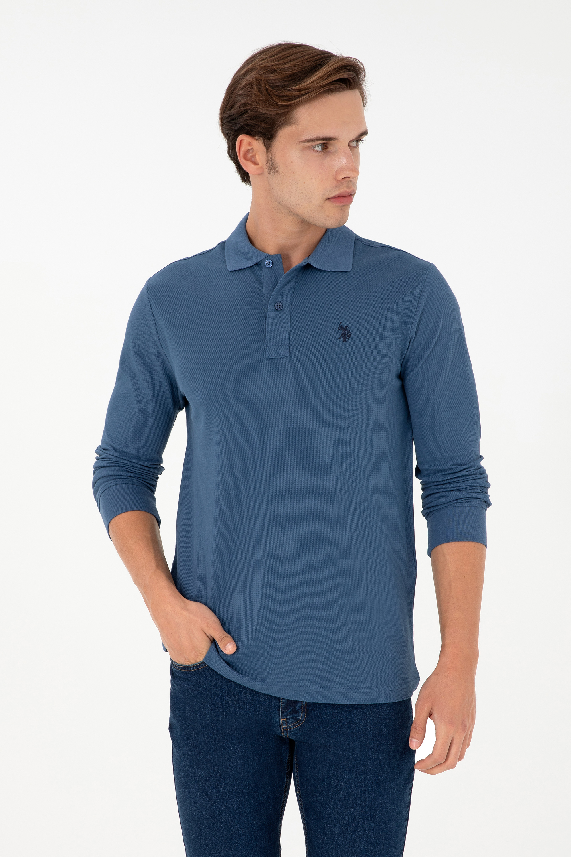سویشرت بیسیک نیلی رگولار مردانه یو اس پولو | US POLO ASSN
