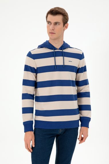 سویشرت هودی نیلی  رگولار آستین بلند مردانه یو اس پولو | US POLO ASSN