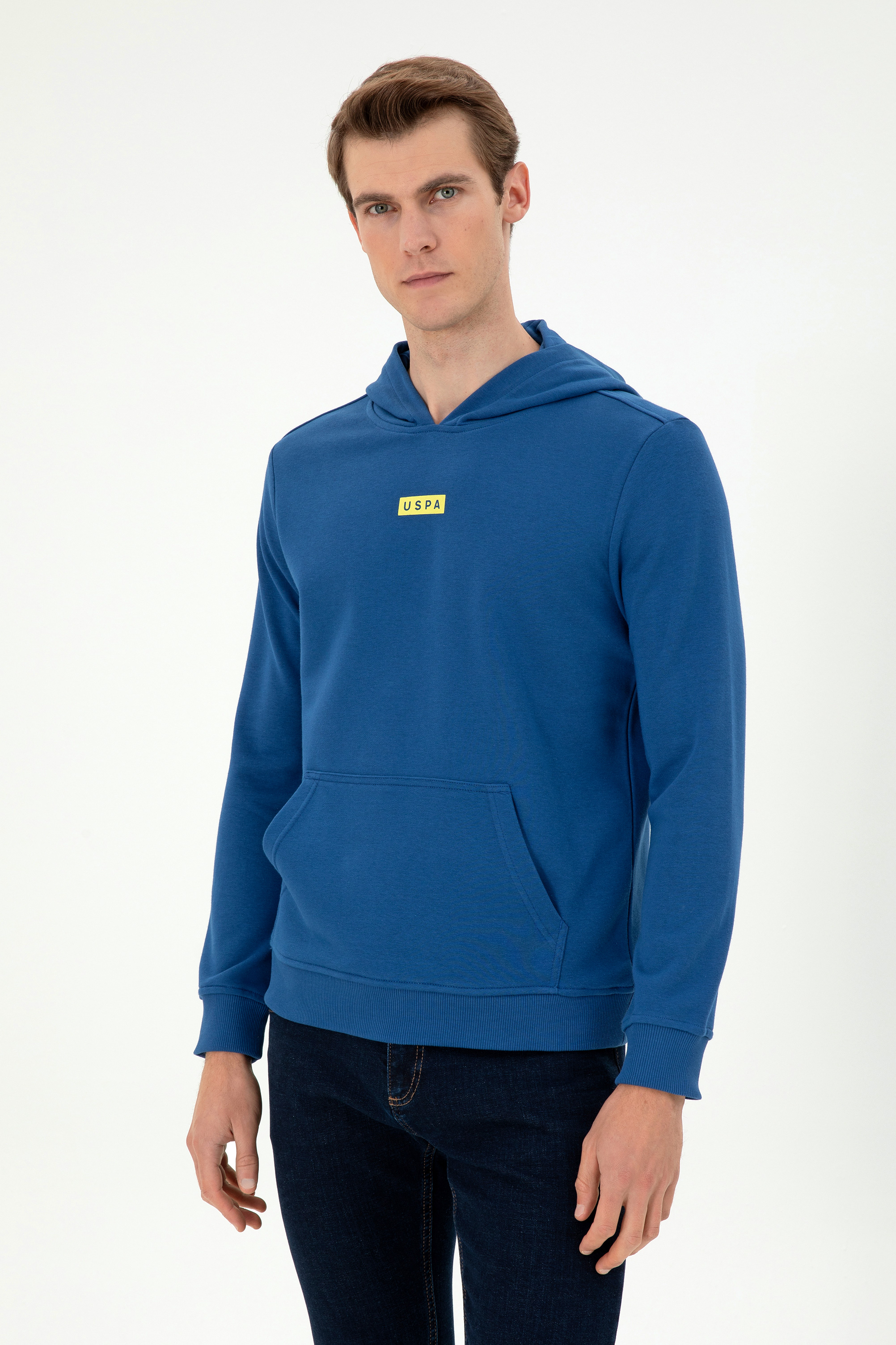 سویشرت هودی نیلی رگولار آستین بلند مردانه یو اس پولو | US POLO ASSN