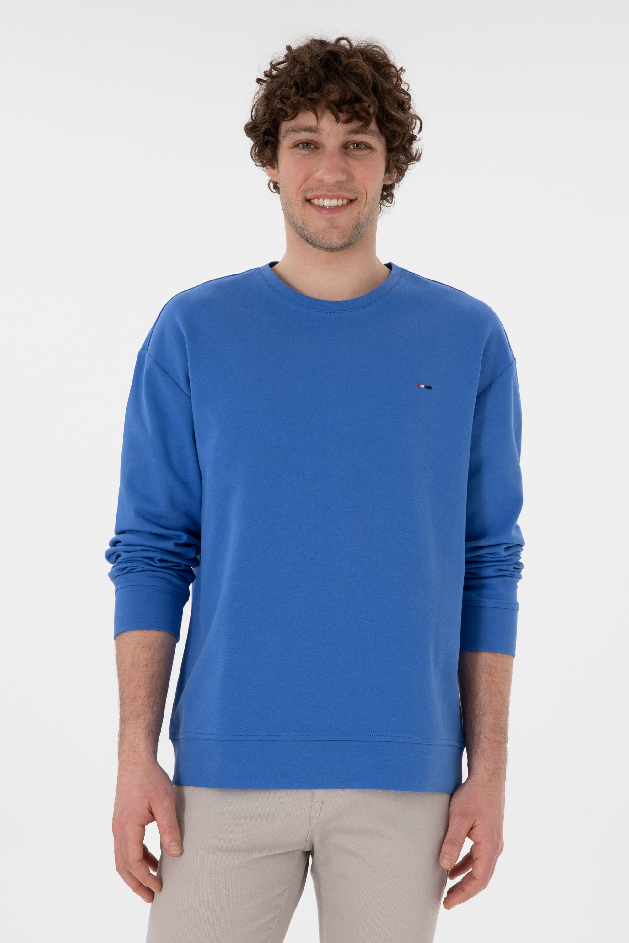 سویشرت یقه گرد نیلی ریلکس مردانه یو اس پولو | US POLO ASSN