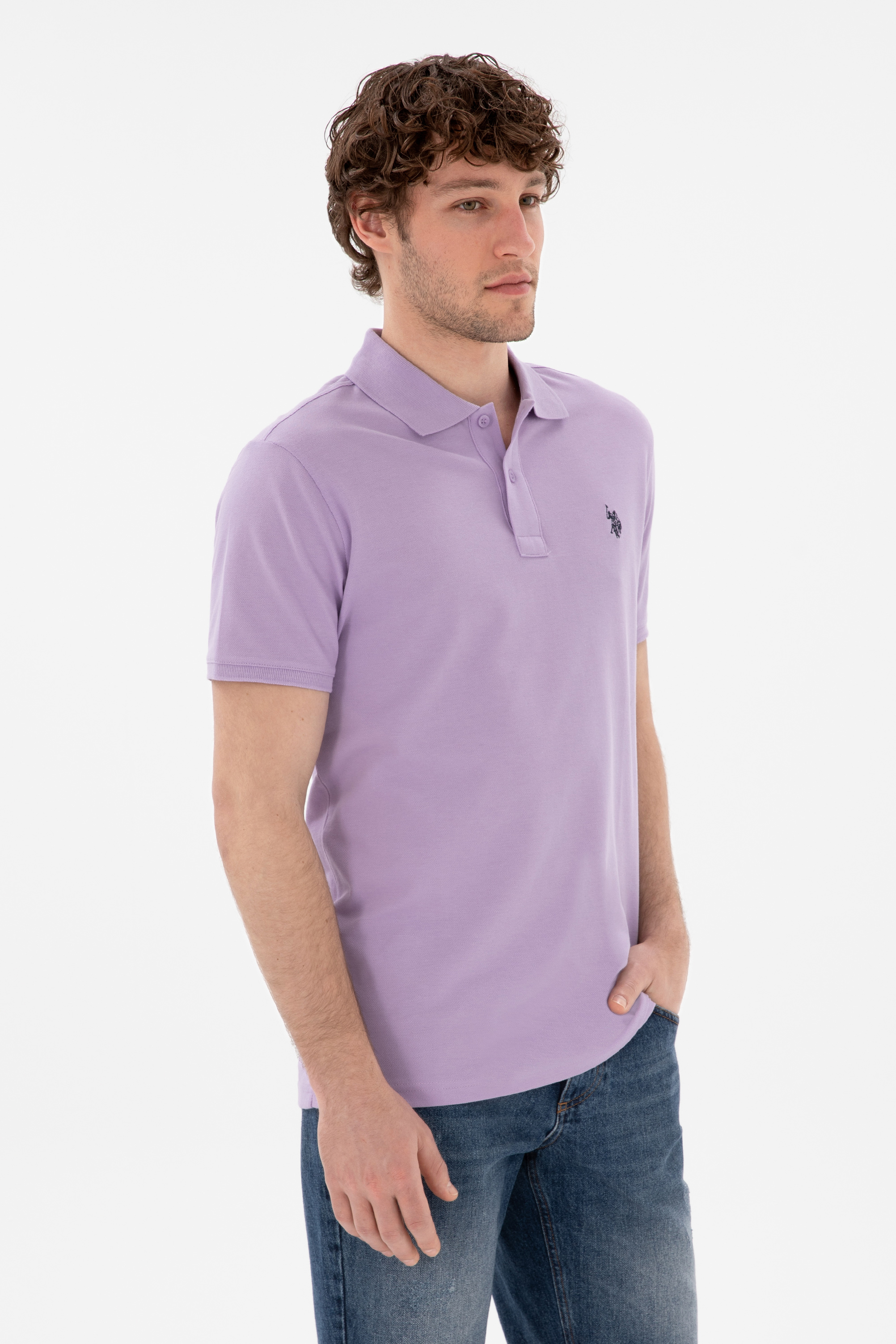 تی شرت بیسیک یقه پیراهنی یاسی اندامی آستین کوتاه مردانه یو اس پولو | US POLO ASSN