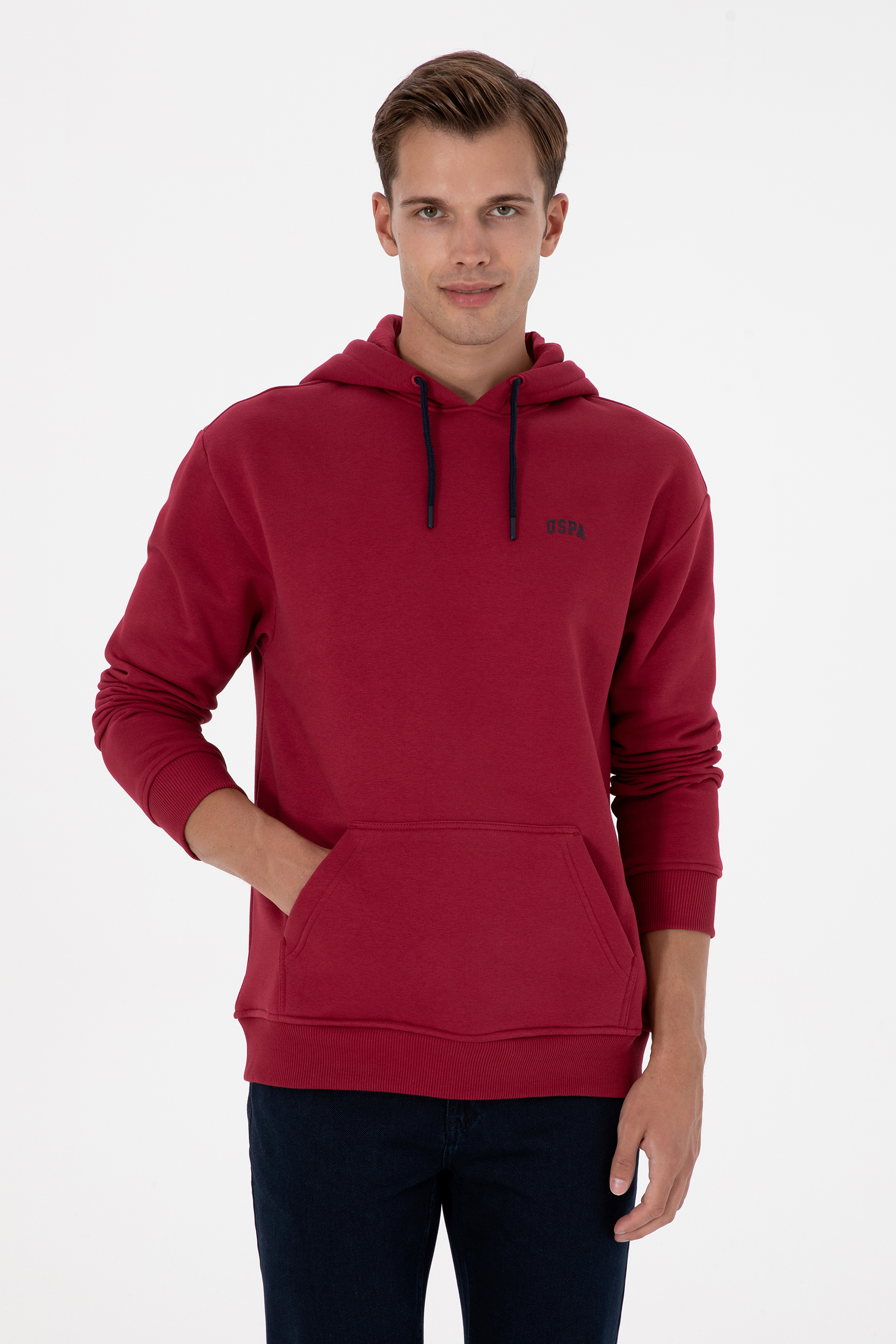 سویشرت بیسیک هودی قرمز Oversize مردانه یو اس پولو | US POLO ASSN