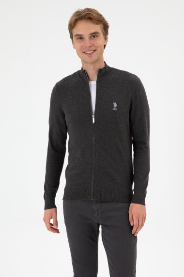 ژاکت اسلیم فیت  زغالی ملانژ  اندامی  مردانه یو اس پولو | US POLO ASSN